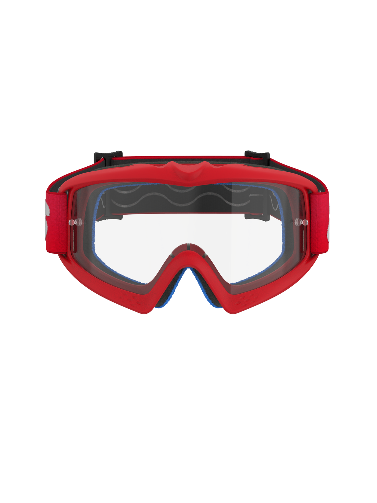 Alpinestars Vision Youth Blaze Goggles, rood en transparant, jeugd motocrossbril met een flexibel urethaan frame, anti-condens polycarbonaat lens met tear-off posts, vooraanzicht voor off-road raceprestaties