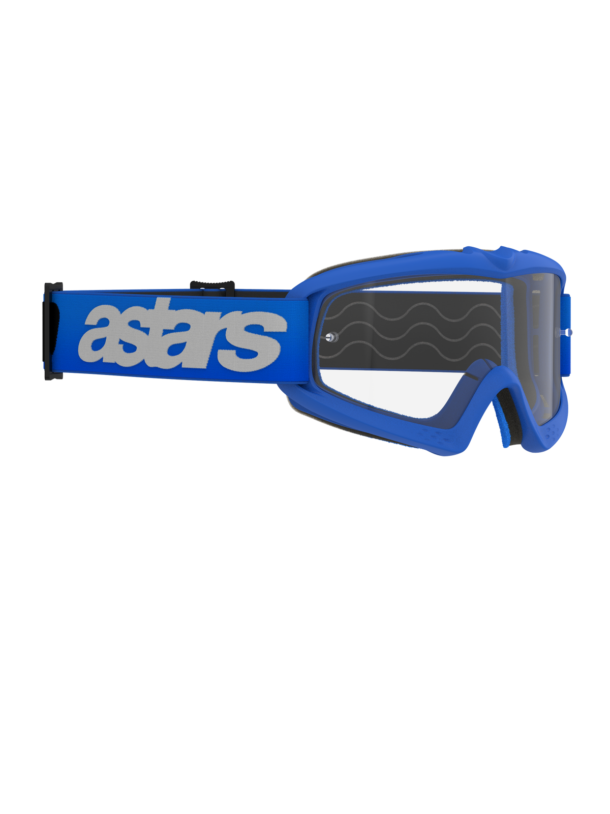 Alpinestars Vision Youth Blaze Goggles, Motocross-Brille, Blau und Klar, mit blauem Rahmen und klarer Anti-Beschlag-Linse, breites blaues Brillenband mit weißem 'astars'-Logo, speziell für junge Fahrer und kleinere Gesichtsformen entwickelt, professionelle Offroad-Ausrüstung