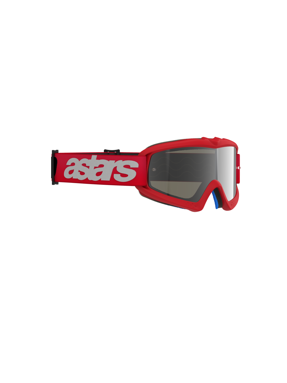Alpinestars Vision Youth Blaze Goggles, jeugd motocrossbril, rood met Silver Mirror lens, rode geweven band met wit astars-logo, compact urethaan frame ontworpen voor jonge rijders, oogbescherming voor off-road racing