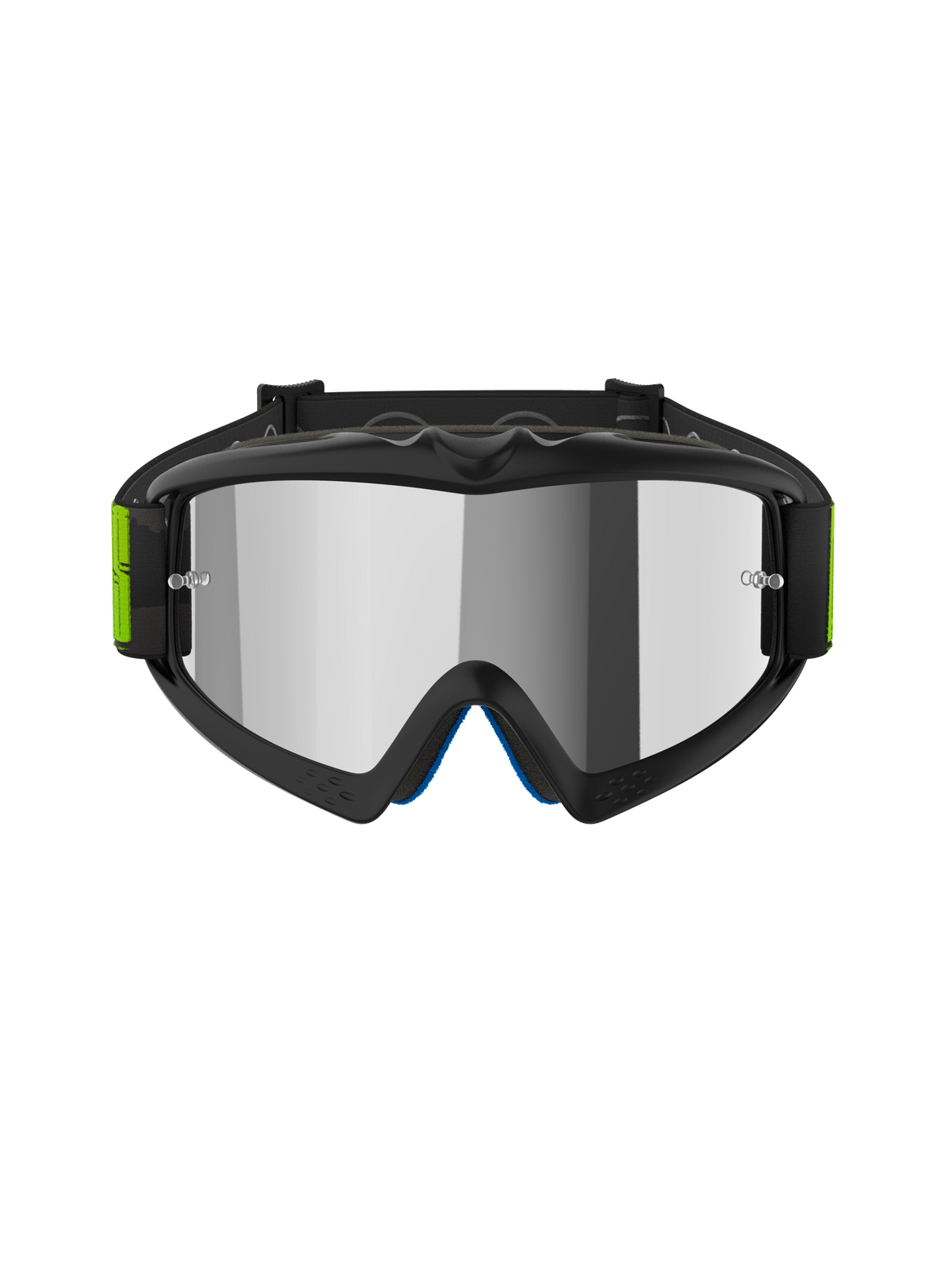 Alpinestars Vision Youth Hollow Schutzbrille, Motocross-Brille, Anthrazit und Neongelb, silber verspiegelte Linse, mit flexiblem Rahmen, Tear-off-Halterungen und verstellbarem Gurt mit Neon-Akzenten, spezielles Design für Jugendliche für den Offroad-Rennsport