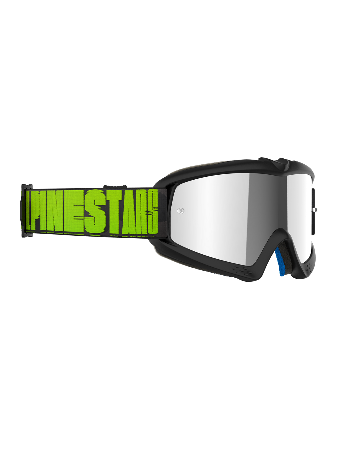 Alpinestars Vision Youth Hollow Goggles, Jugend-Motocross-Brille, anthrazitgrauer Rahmen mit silber verspiegeltem Glas, neongelbes und schwarzes Band mit auffälligem Alpinestars-Branding, professioneller Augenschutz für den Offroad-Rennsport