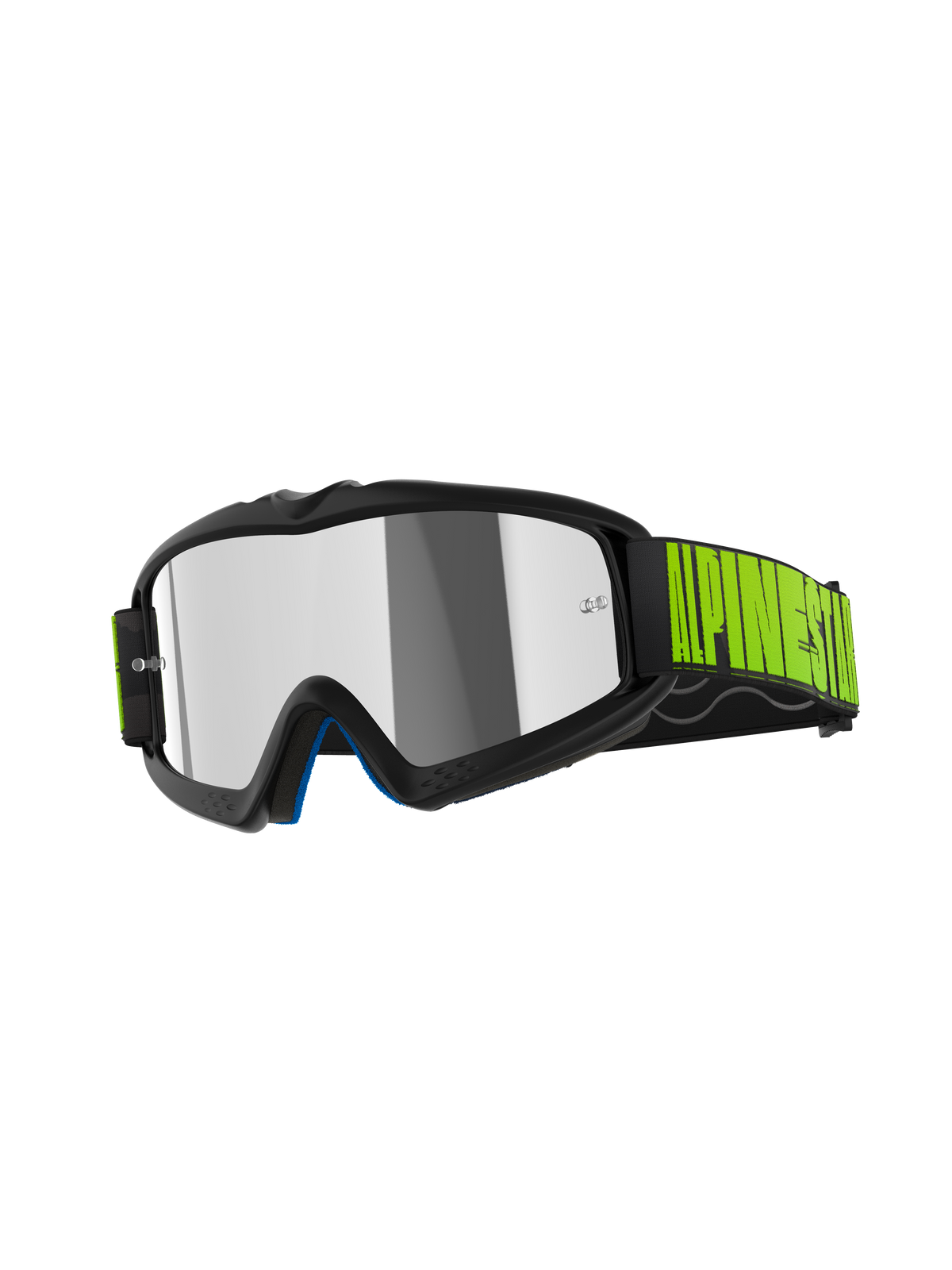 Alpinestars Vision Youth Hollow Brille, Jugend-Motocross-Brille, Anthrazit und Fluo-Gelb, mit Mirror-Silver-Glas, schwarzes Band mit leuchtend gelbem Branding, Hochleistungs-Schutzbrille für jugendliche Offroad-Fahrer