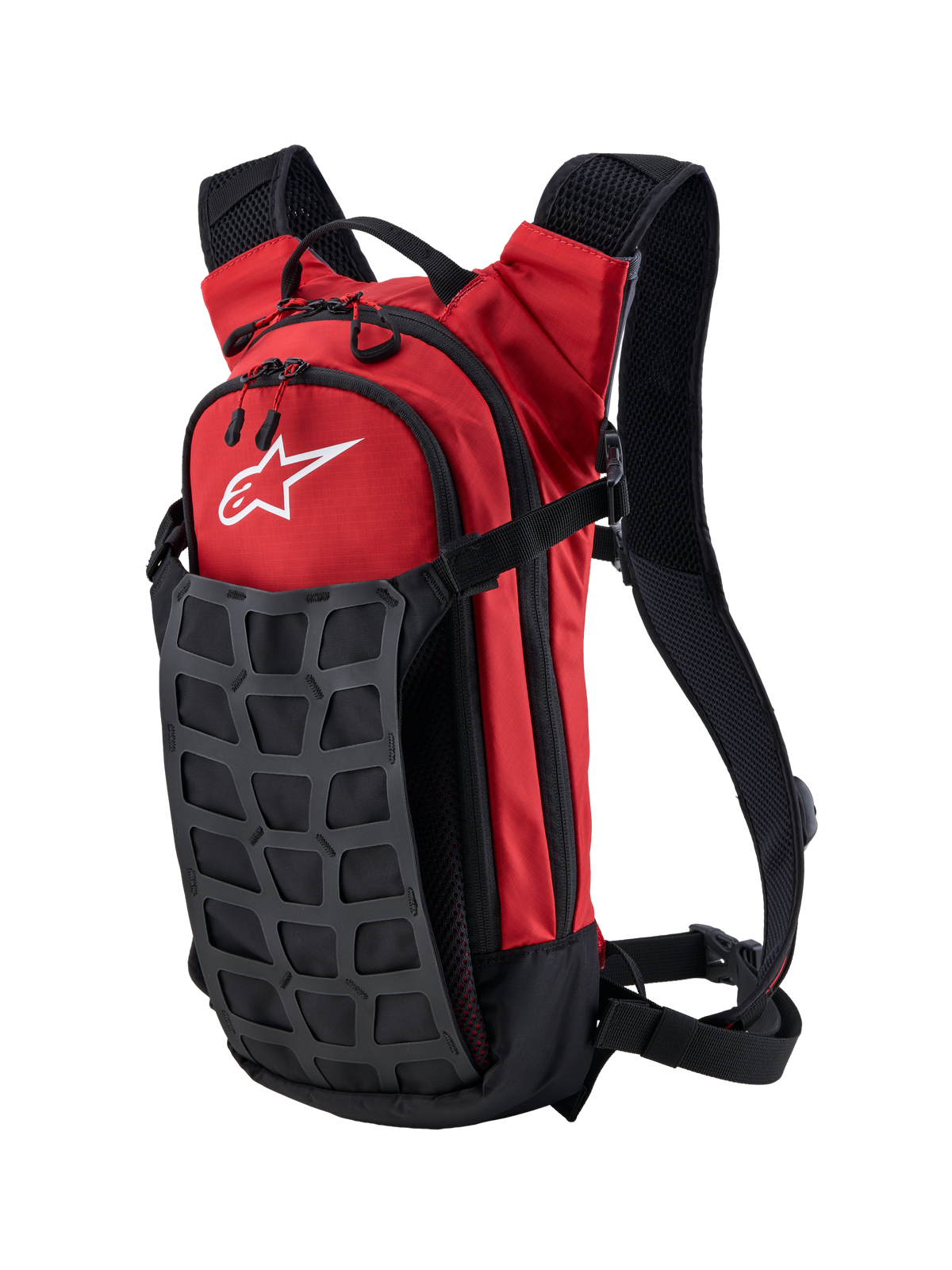 Alpinestars AT-9 Rucksack, Motocross und Offroad Rennsport-Ausrüstung, Leuchtrot und Schwarz, strapazierfähige Textilkonstruktion, mit gepolsterten Schultergurten und weißem Alpinestars Logo für das Fahrerlager und die Reise.