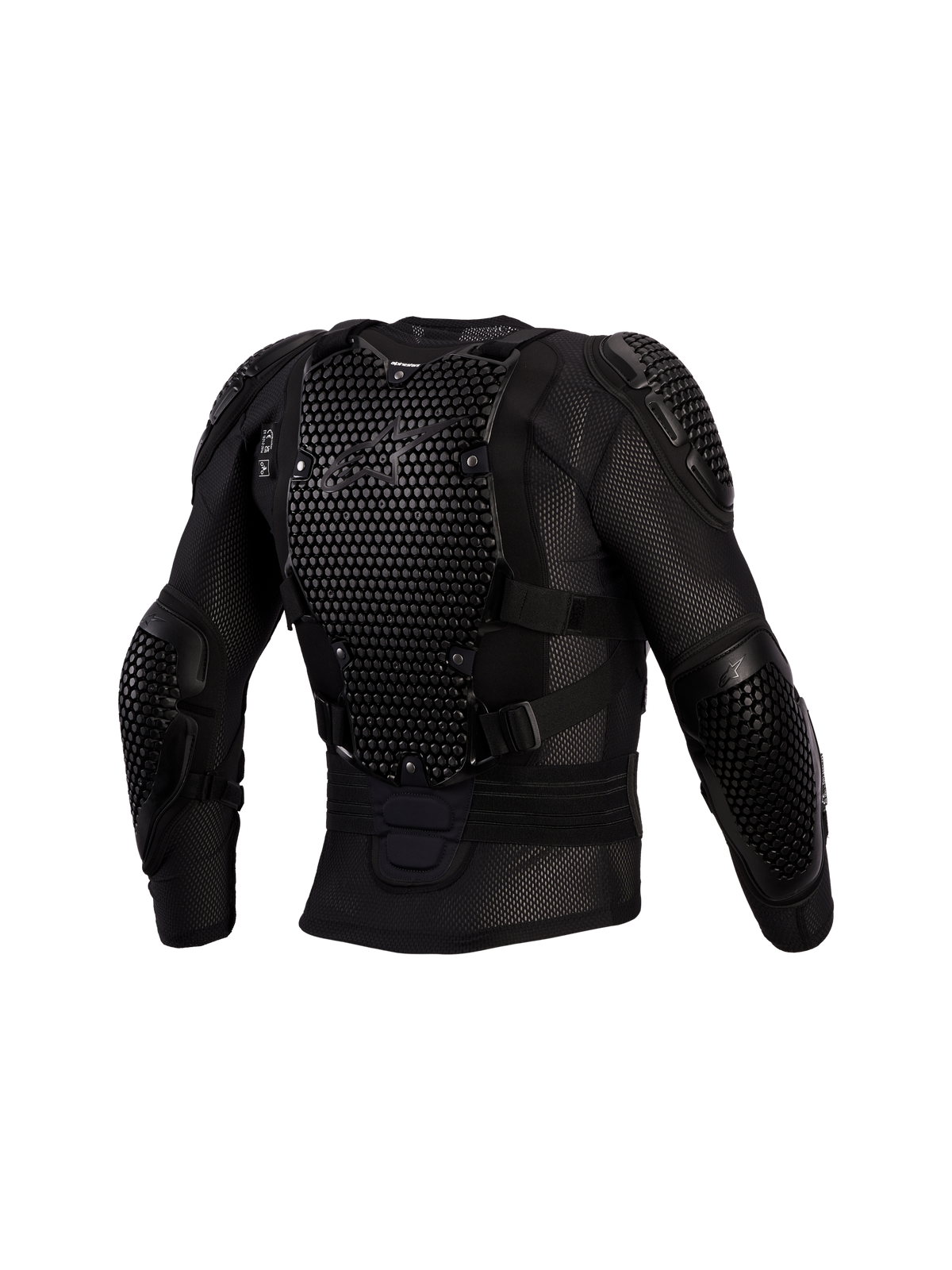 Alpinestars Bionic Action V3 beschermjas, motorcrossharnas voor heren, zwart, A-Morph rugbeschermer en ademend mesh.