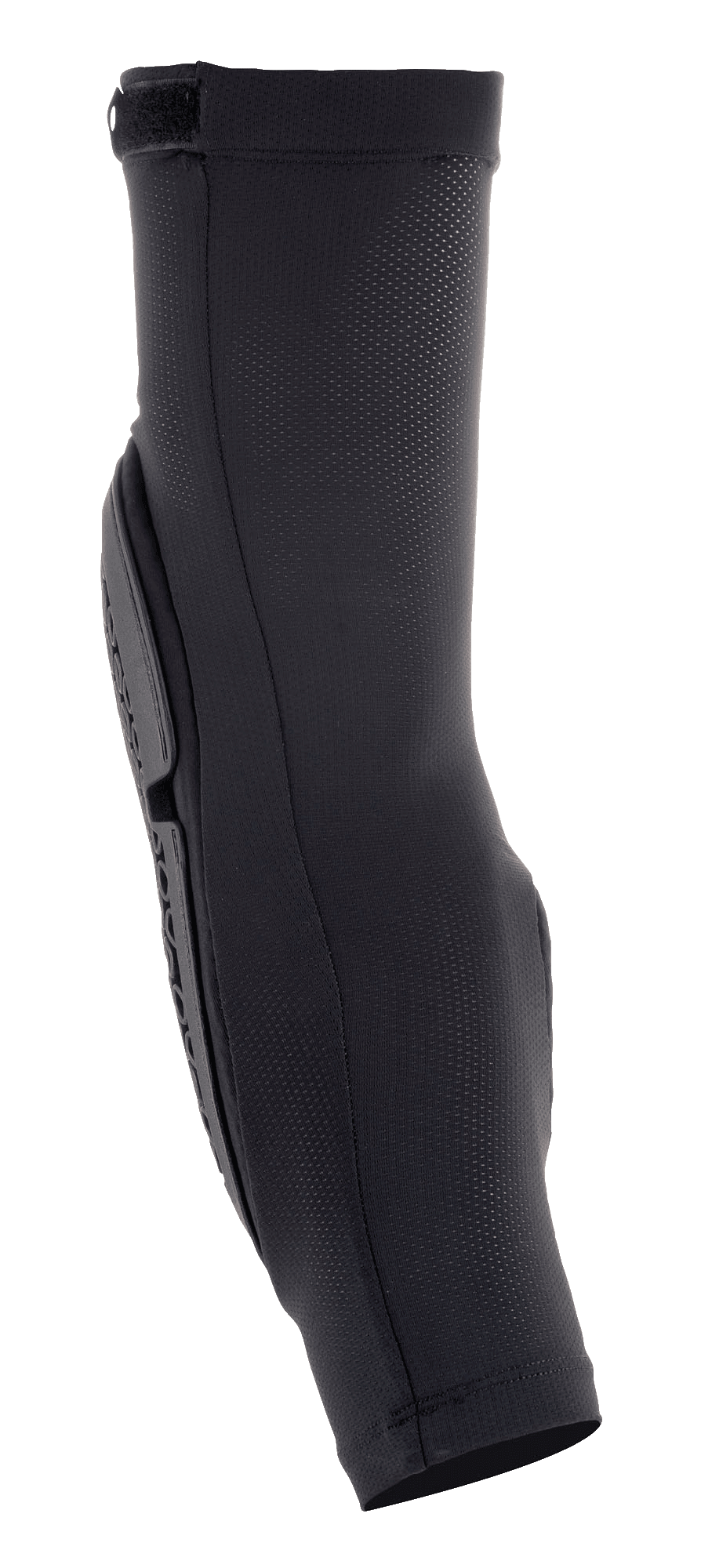 Alpinestars Bionic Flex elleboogbeschermer, motorcross elleboogbeschermer, zwart, zijprofiel, ademende stretch mesh mouw, ergonomisch geprofileerde beschermplaat, instapontwerp voor impactbescherming