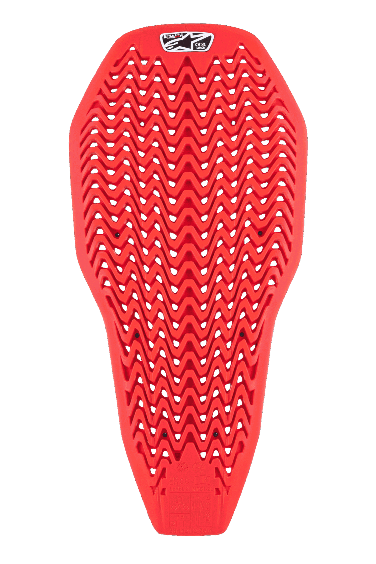 Alpinestars Nucleon Plasma Full Back Protector Insert, rood, motorrugbescherming met een geperforeerd zigzagpatroon, lichtgewicht en flexibel ontwerp voor ventilatie, schokabsorberende beschermende insert