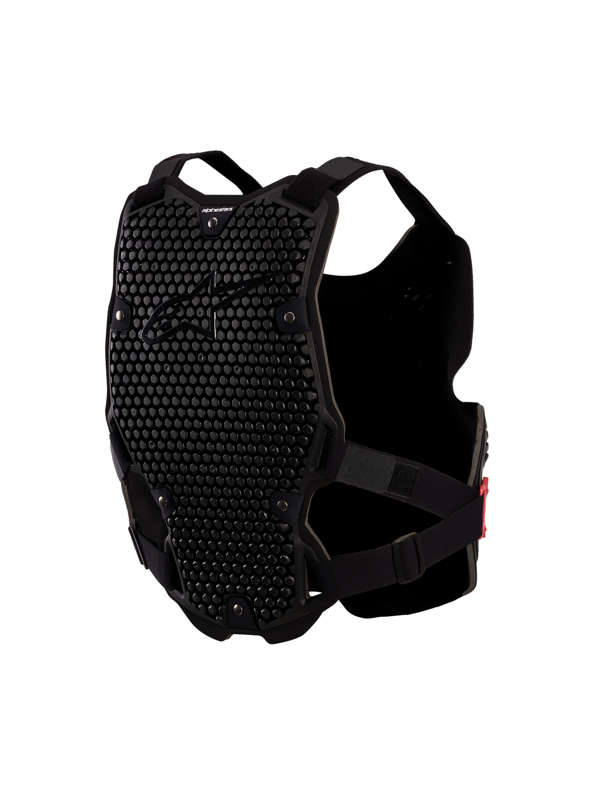 Alpinestars Bionic Action V2 Chest Protector, black motocross body armor with ventilated A-Morph honeycomb panels.