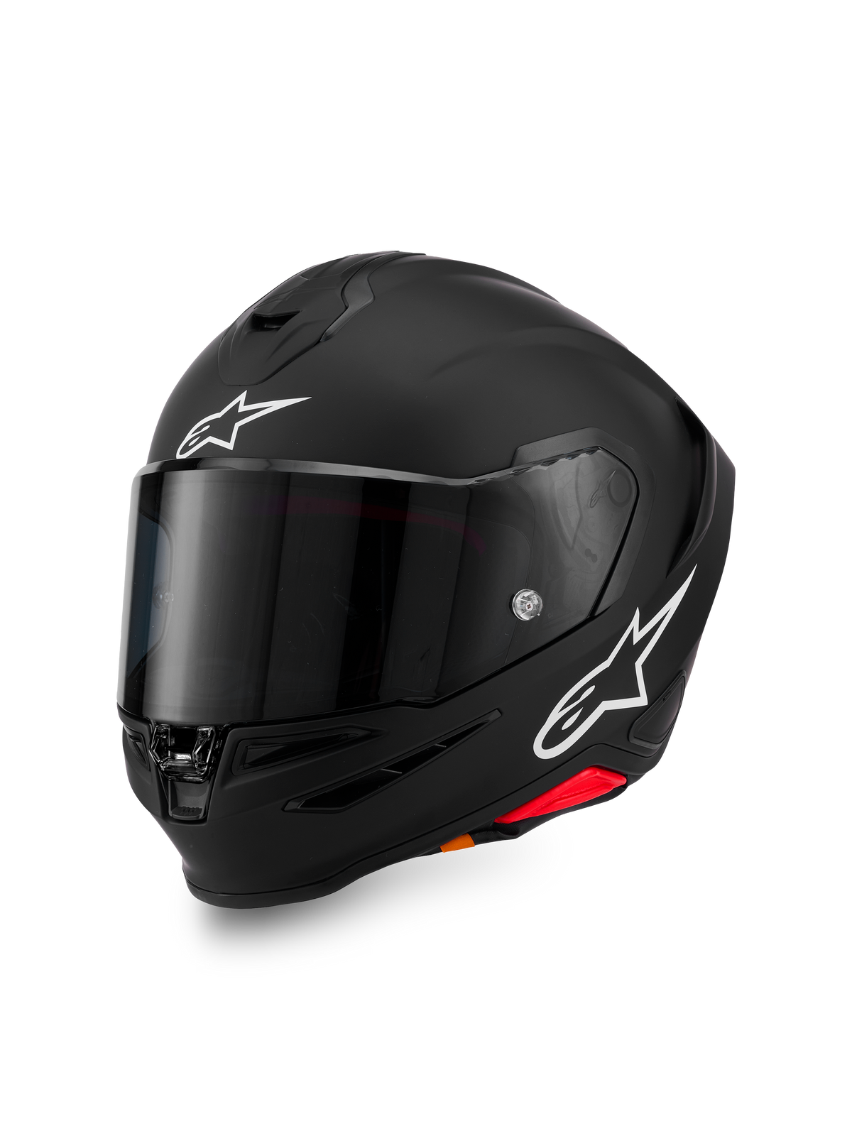 Alpinestars S-R7 Solid helm, integraalhelm, mat zwart met witte A-star logo's, aerodynamisch schaalontwerp voor racen en sportief rijden, ECE-gecertificeerd