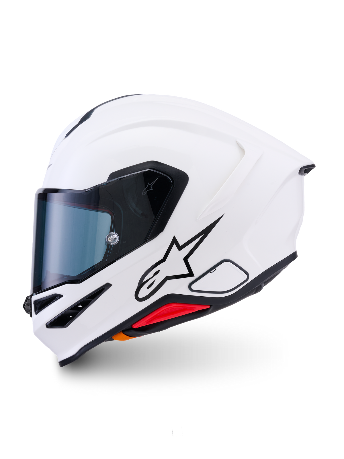 Alpinestars S-R7 Solid Helm, Integral-Motorradhelm, Weiß Glänzend, aerodynamische Schale, klares Visier und integrierter Heckspoiler