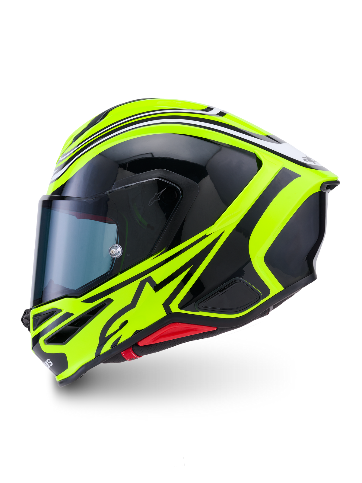 Alpinestars S-R7 Zeal Helm ECE 22.06, motor integraalhelm, geel fluo, zwart en wit, glanzende afwerking, koolstofcomposiet constructie