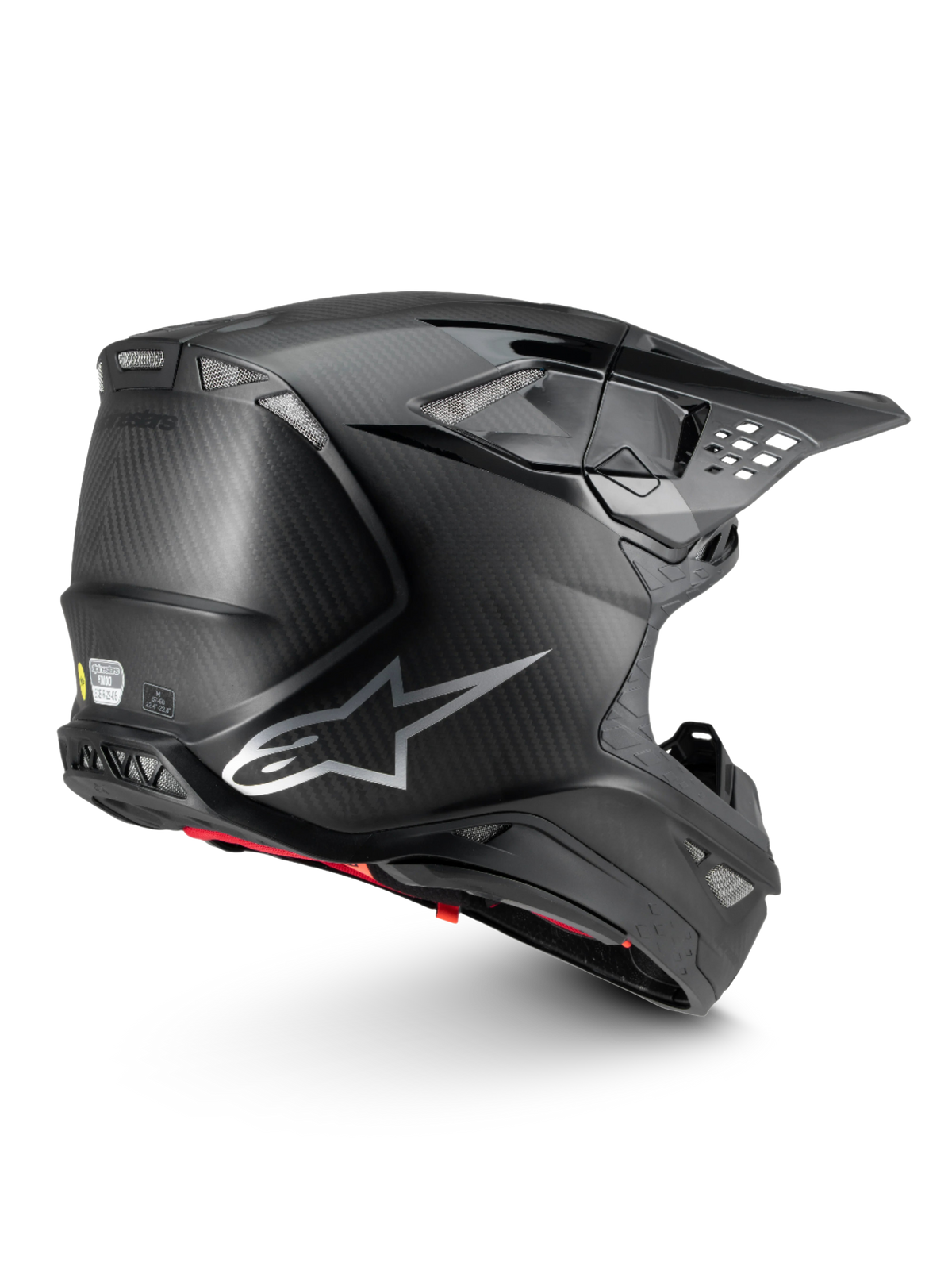 Alpinestars Supertech M10 Fame, casque de motocross en fibre de carbone noir, certifié ECE 22.06 avec MIPS.