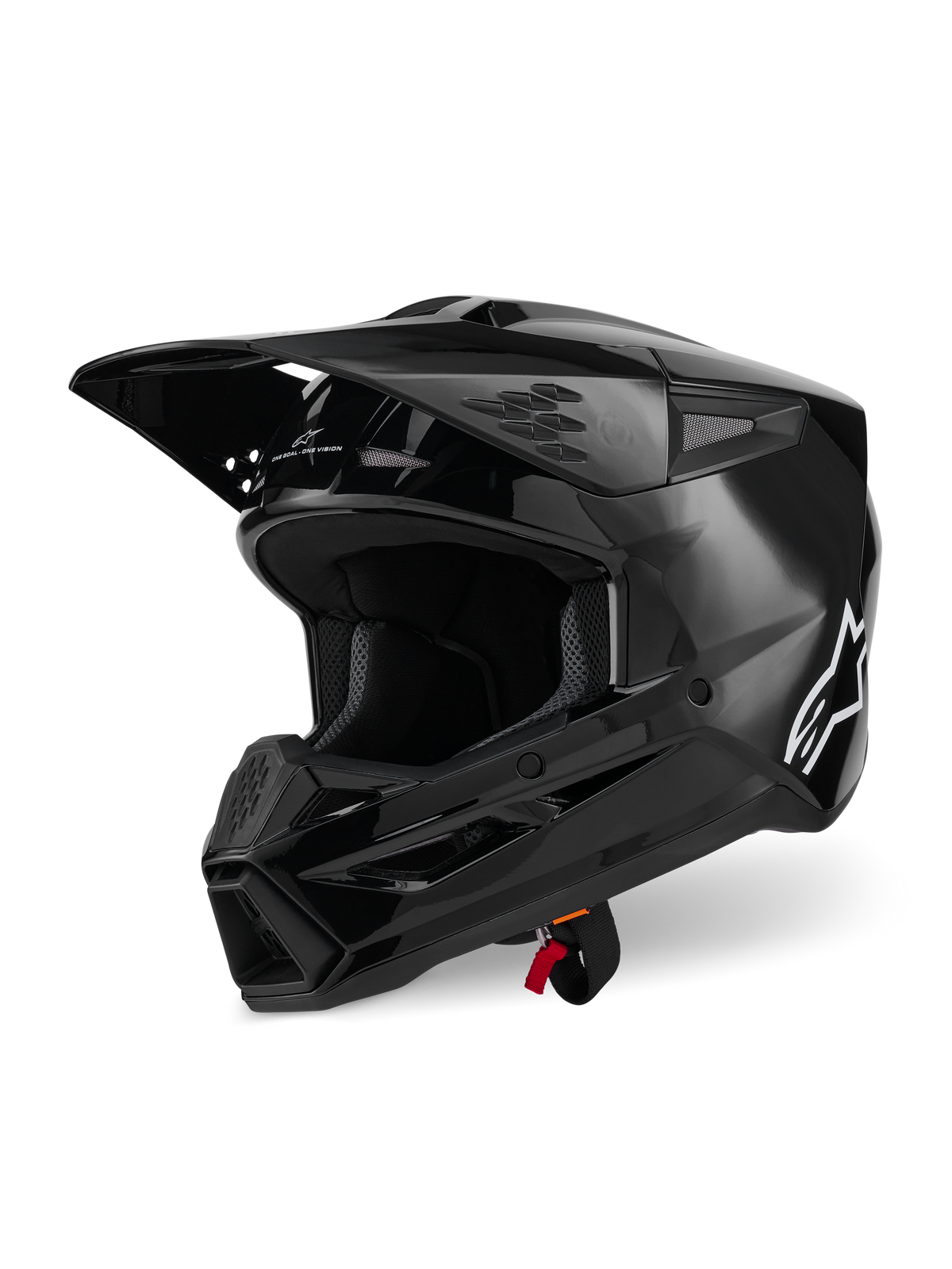 Alpinestars S-M3 Solid Helm ECE 22.06, Motocross-Helm, Schwarz glänzend, mit thermo-injizierter Schale, verstellbarem Visier und mehreren Belüftungsöffnungen, schlankes aerodynamisches Design für den Offroad-Rennsport
