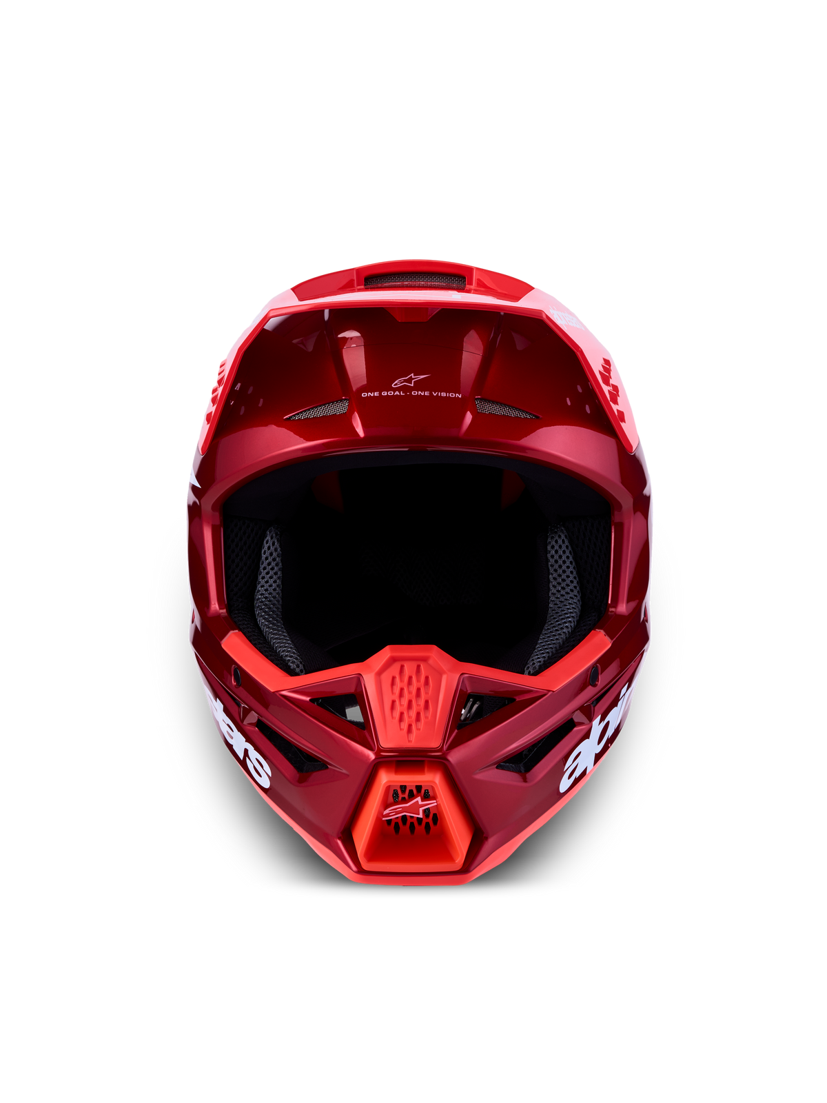 Alpinestars SM3 Radium ECE06, casque de motocross rouge et blanc, certifié ECE 22.06, coque thermo-injectée, vue de face