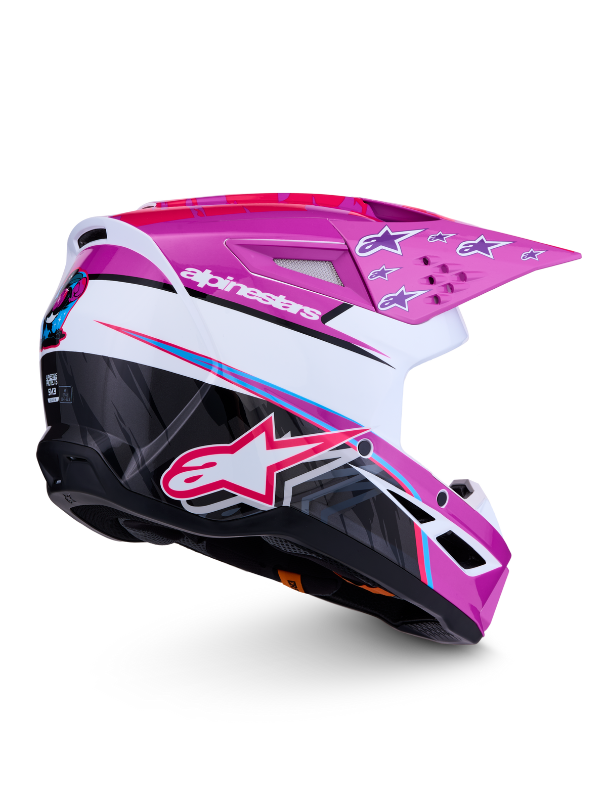 Alpinestars SM3 Falcon ECE06, casque de motocross pour homme, violet et blanc avec détails noirs, fini brillant, certifié ECE