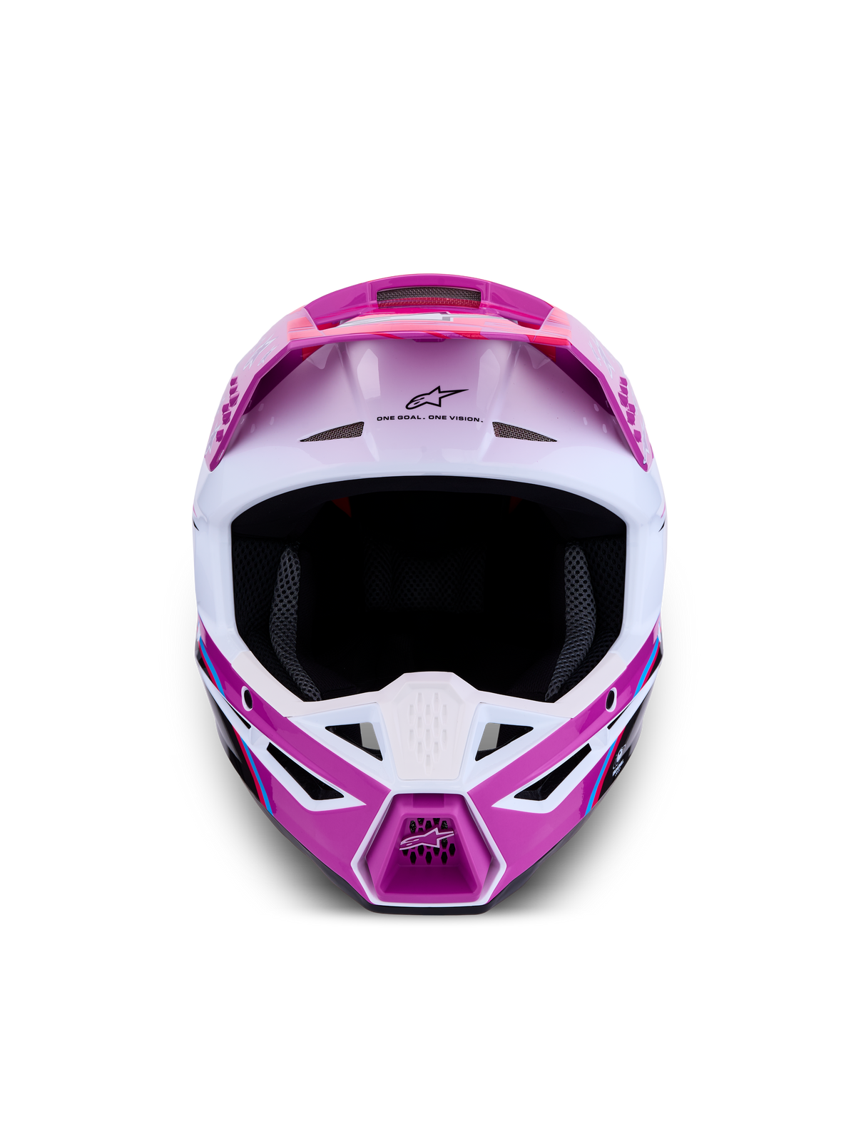 Alpinestars SM3 Falcon ECE06, casque de motocross tout-terrain, violet et blanc, certifié ECE06, vue de face