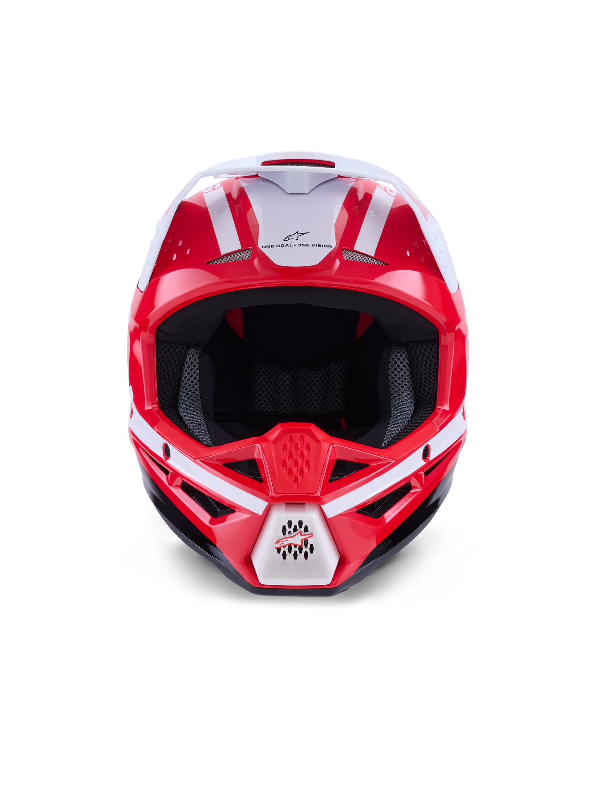 Alpinestars S-M3 Heat Helm, Motocross-Offroad-Helm, Rot, Weiß und Schwarz, ECE 22.06-zertifiziert, Frontansicht.