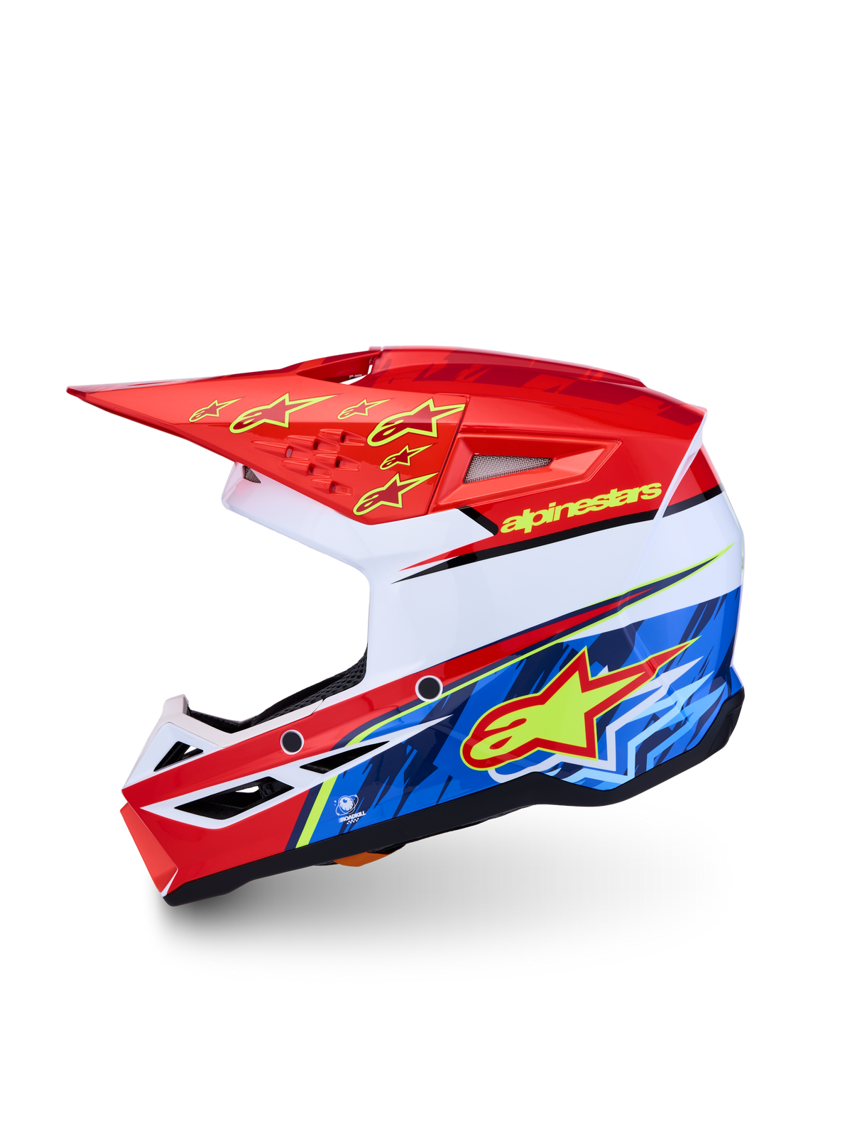 Alpinestars SM3 Falcon Junior ECE06, casque de motocross pour enfant, rouge, bleu et blanc, coque thermoplastique légère certifiée ECE 2206