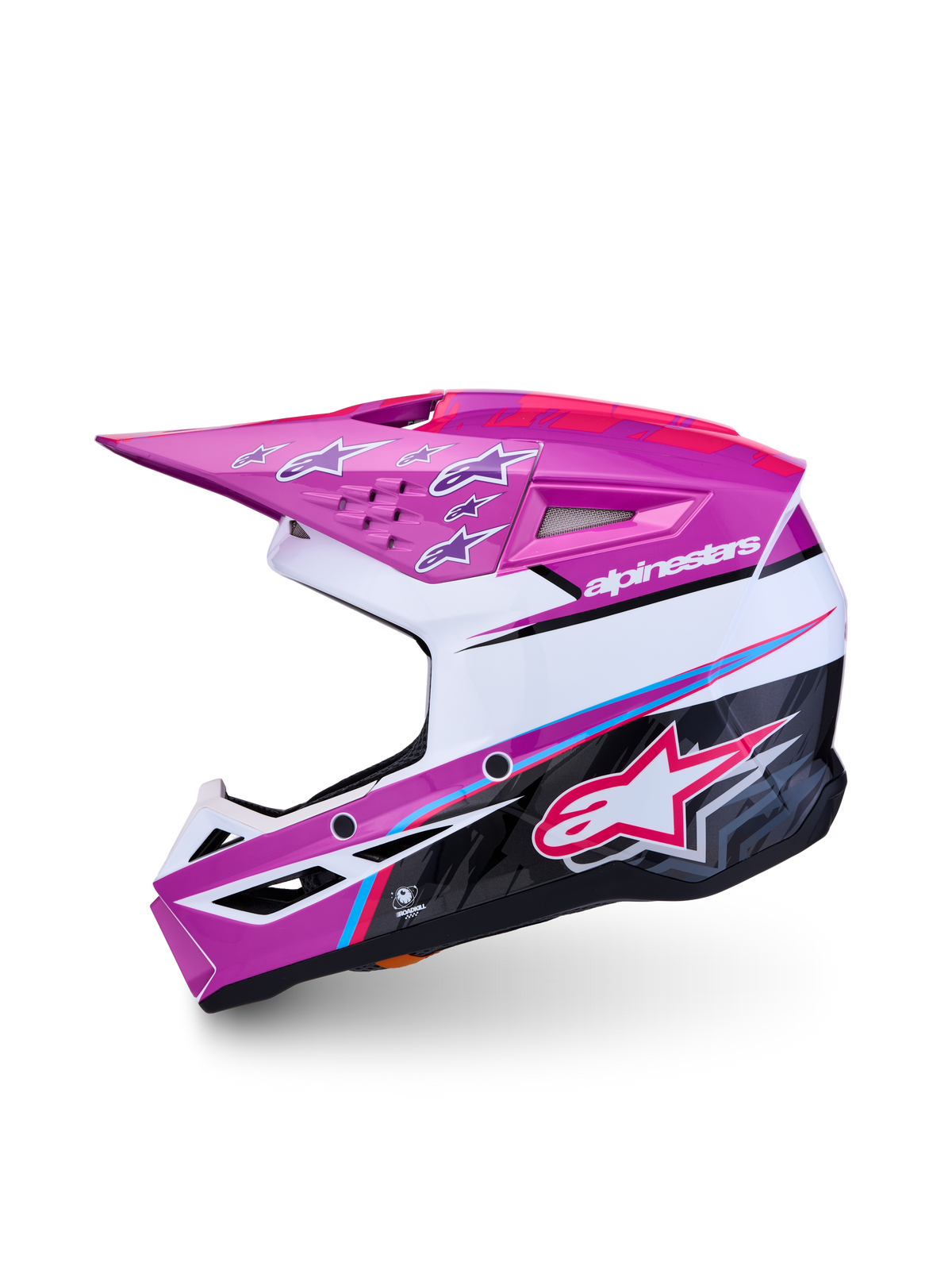Alpinestars jeugd SM3 Falcon helm ECE06, motorcrosshelm, paars en wit, ECE 22.06-gecertificeerd, glanzende schaal