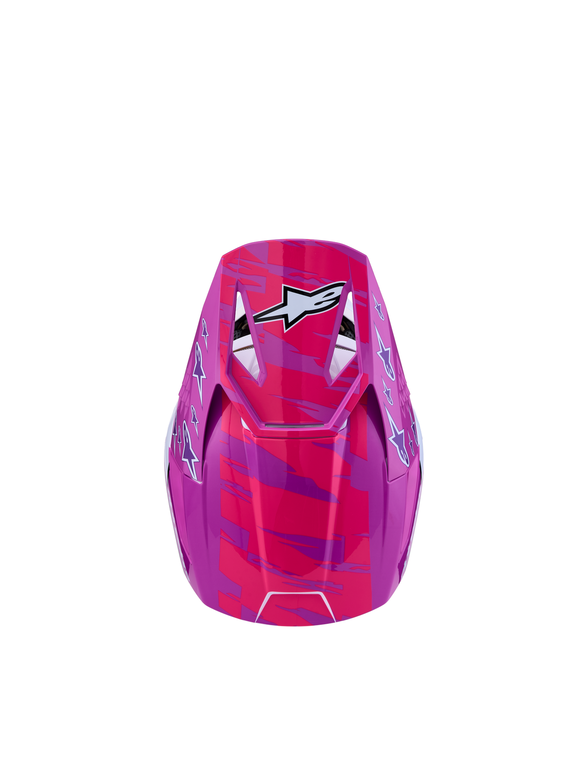 Alpinestars Jeugd SM3 Falcon helm, roze en paarse motorcrosshelm, ECE06-gecertificeerd met witte ster-graphics.