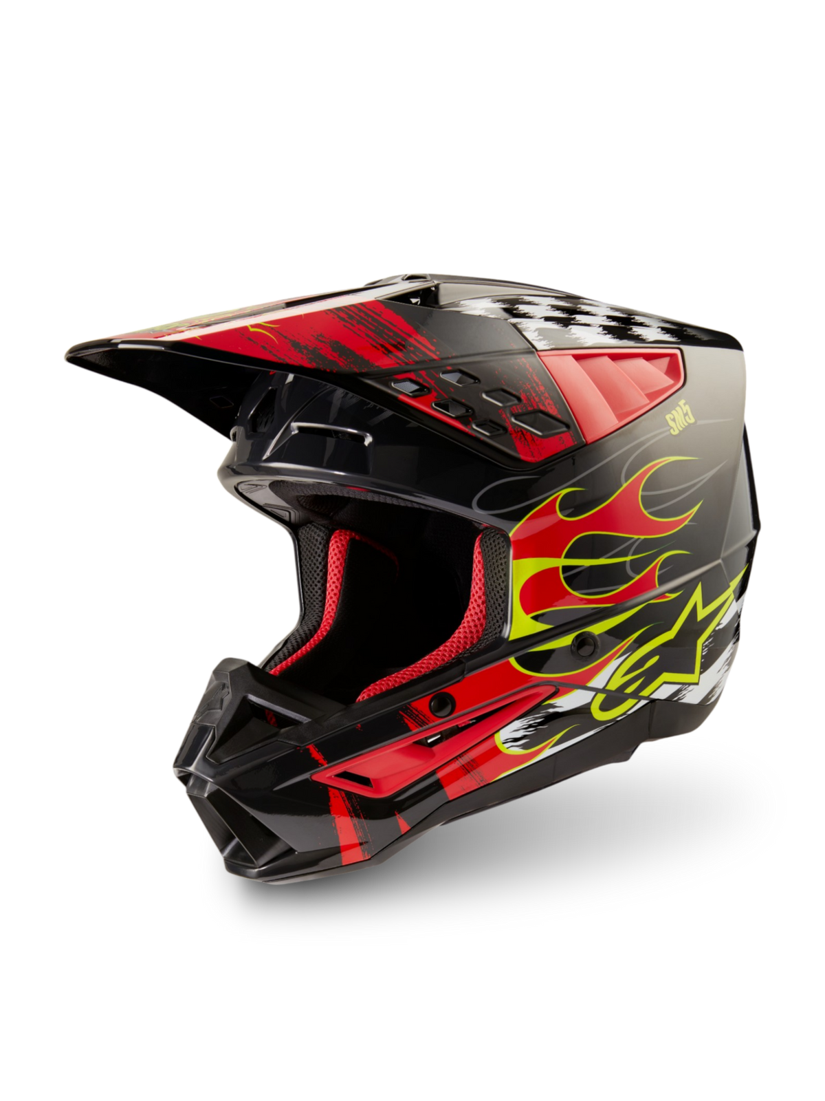 Alpinestars S-M5 Rash, casque de motocross performant, gris foncé et rouge vif brillant, certifié ECE 22.06