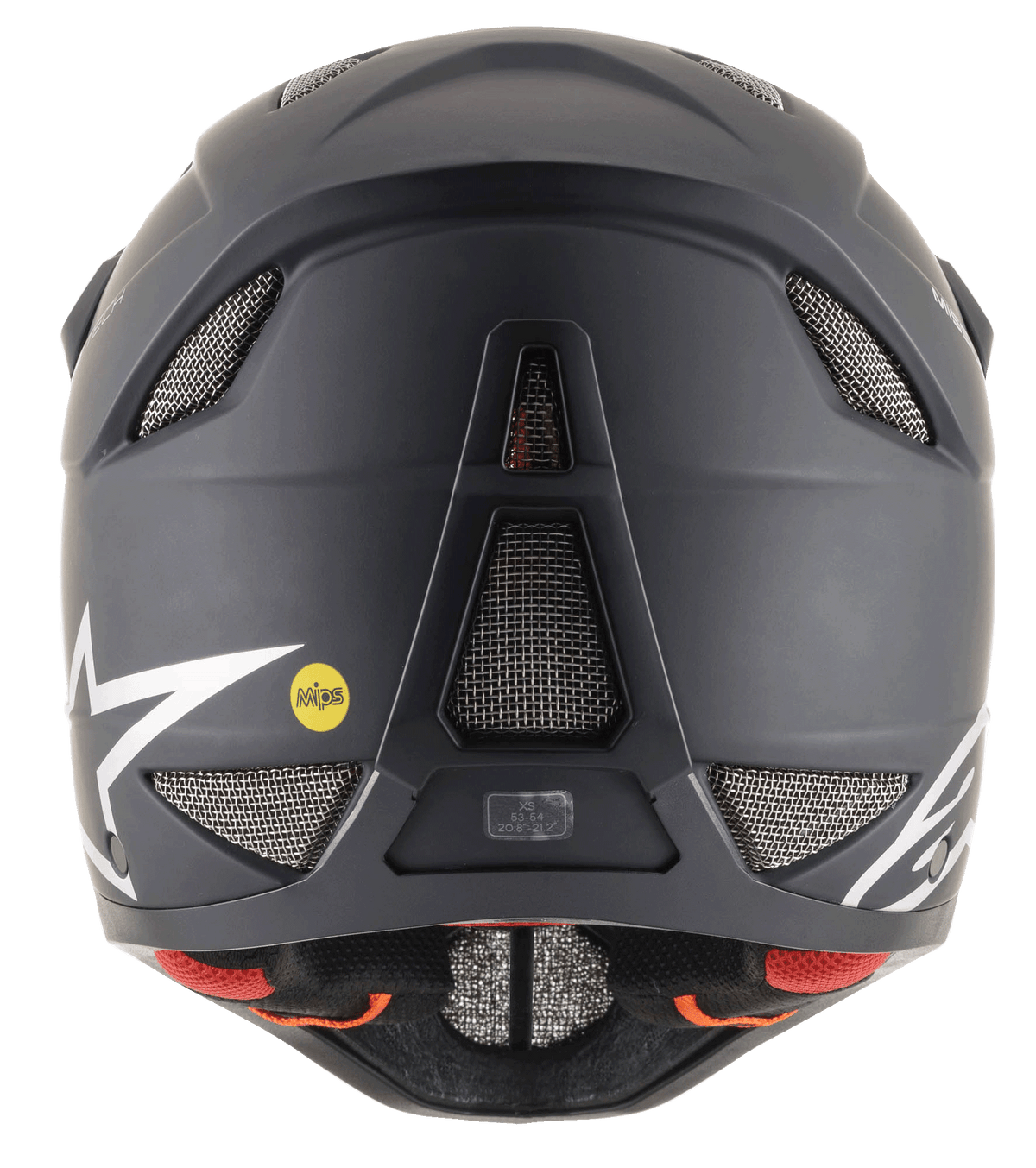 Alpinestars Missile Tech Solid Helm in mat zwart, achteraanzicht met mesh ventilatie en MIPS-logo voor downhill MTB.