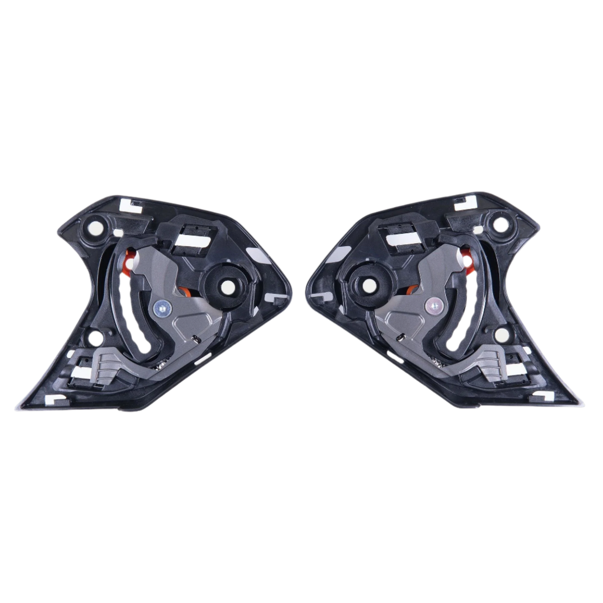 Alpinestars Supertech R10 Viziermechanisme, set zwarte vervangende viziermechanismen, linker- en rechteronderdelen met mechanische draaipunten en bevestigingspunten voor S-R10 motorhelmen