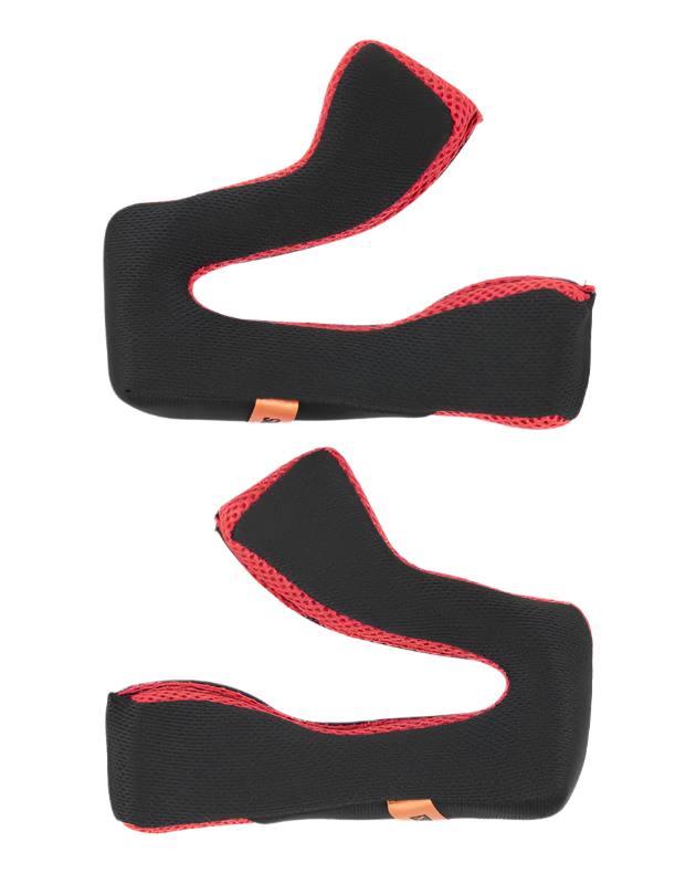 Alpinestars S-M5 wangkussenset +5 mm, vervangende binnenvoering voor helm, zwarte stof met rode mesh-afwerking, ergonomisch gebogen ontwerp, helmaccessoire voor motorcross en off-road rijden