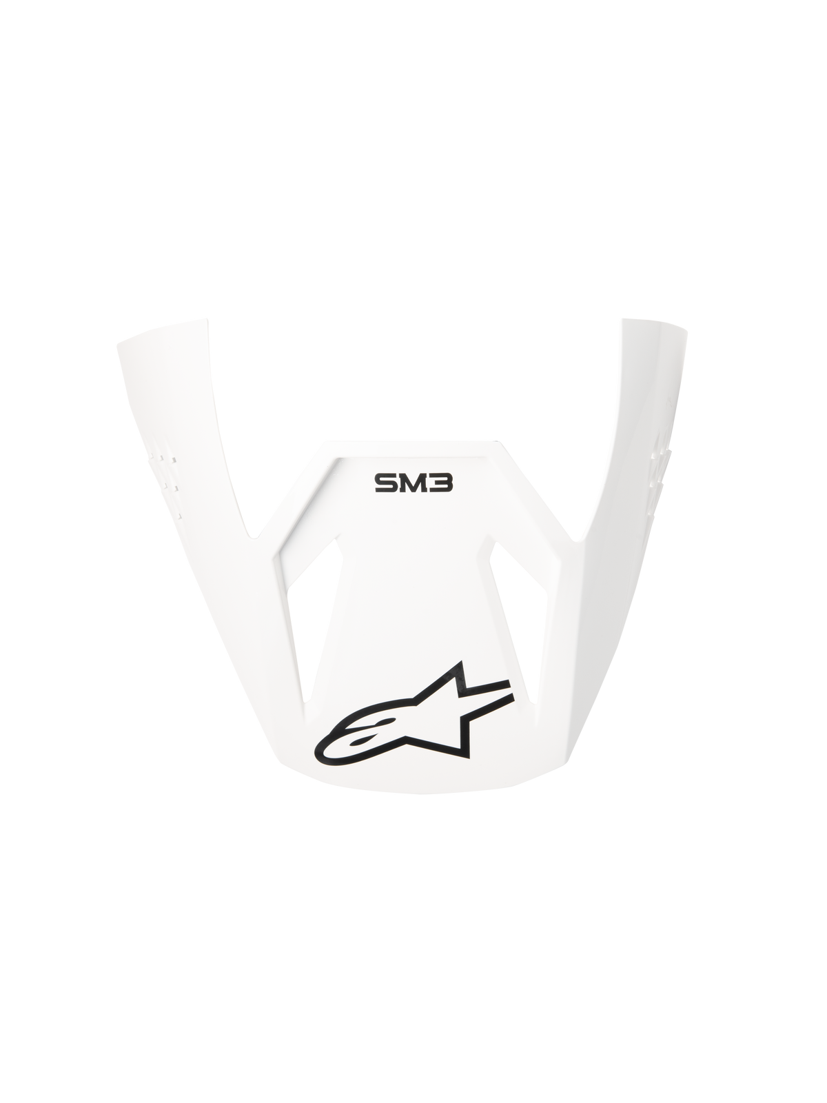 Alpinestars S-M3 Solid ECE06 Visor, visière de remplacement pour casques de motocross, blanc brillant avec marquage SM3 noir et logo étoile Alpinestars, design angulaire et aérodynamique pour la performance tout-terrain