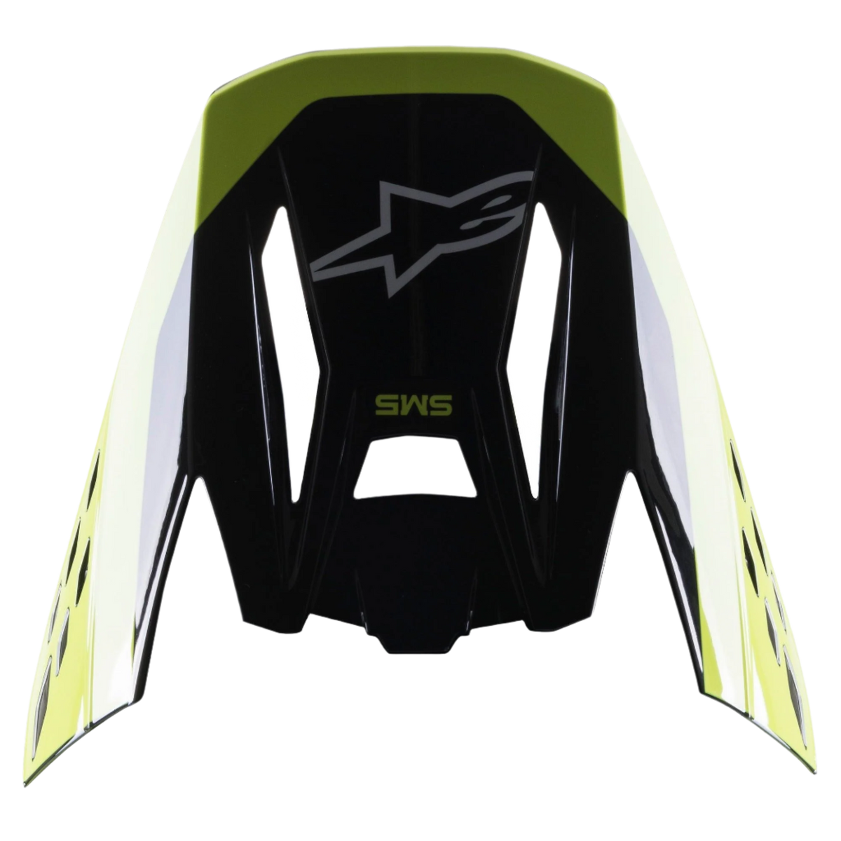 Alpinestars S-M5 Beam Visier, Helmzubehör, Schwarz und Gelb Fluo Glänzend, mit Alpinestars Stern-Logo und SM5-Branding, Ersatzvisier für Motocross-Helme