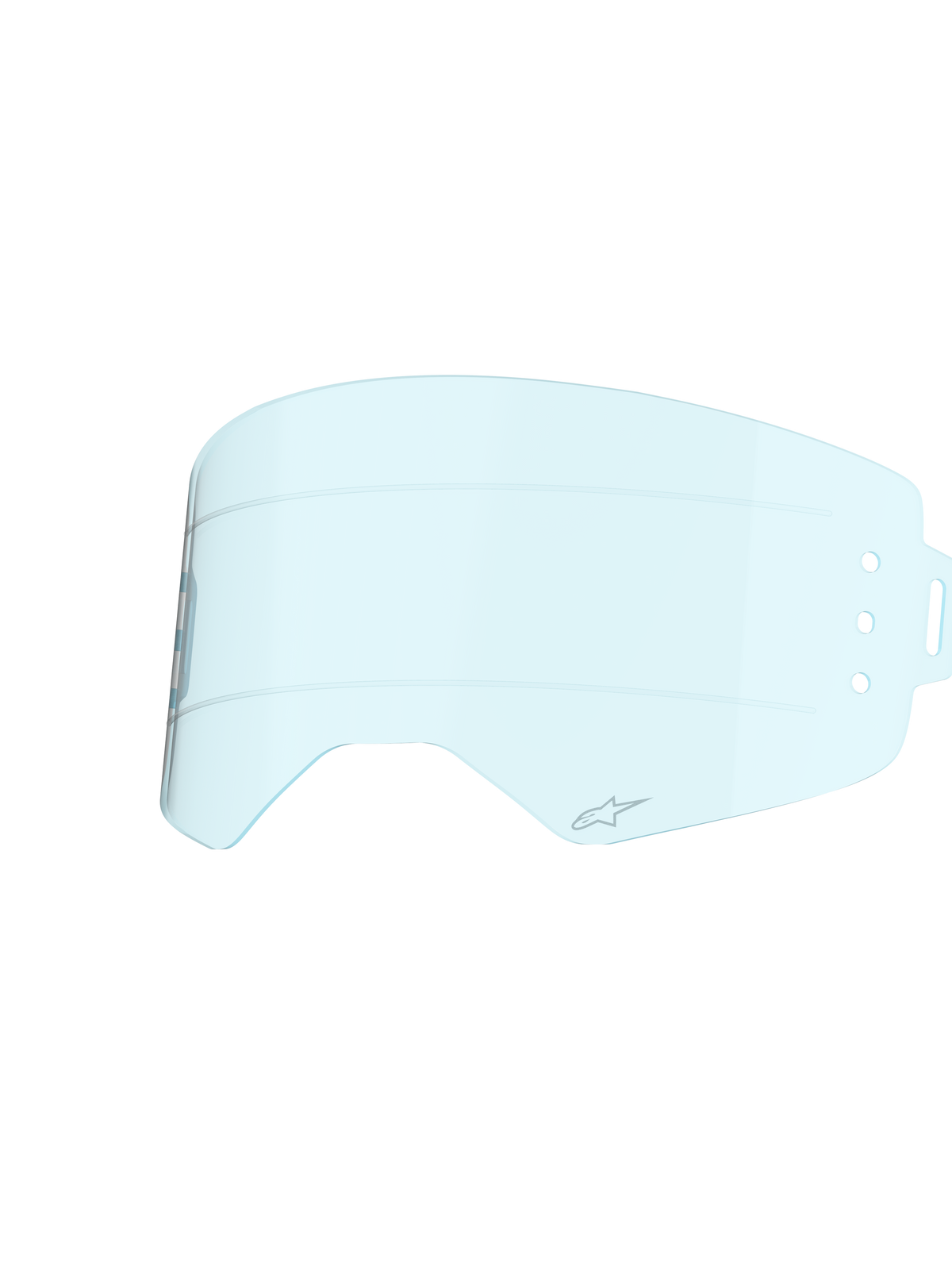 Alpinestars Supertech Wide Vision Roll-Off Linse, Clear Blue Tönung, spritzgegossene Polycarbonat-Konstruktion, mit horizontalen Silikon-Gleitlinien und A-Star-Logo, Ersatzscheibe für Motocross-Brillen für optimale Offroad-Sichtbarkeit