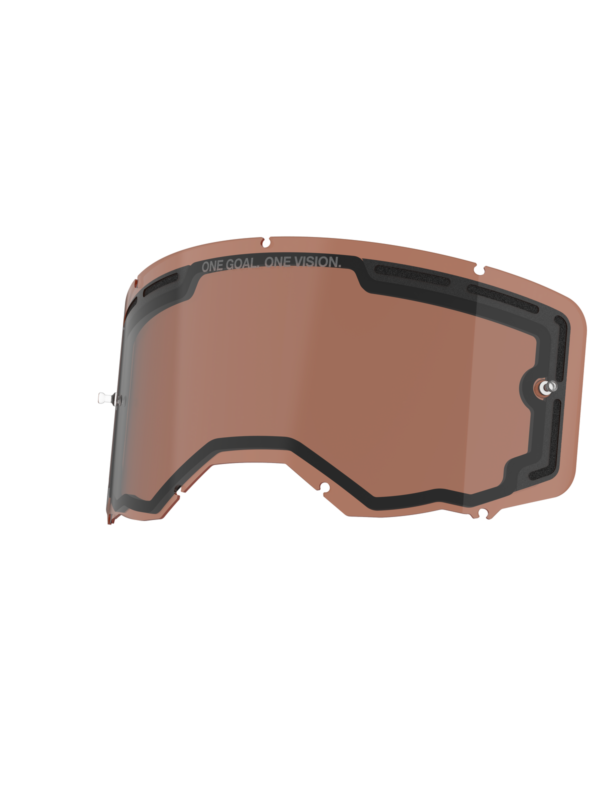 Alpinestars Vision 8-5-3 Doppelscheibe, Ersatzglas für Motocross-Brillen, Copper Rose, belüftetes Doppelscheiben-Design mit schwarzer Dichtung, mit 'ONE GOAL. ONE VISION.' Branding und integrierten Tear-off-Pins, robustes Polycarbonat für Offroad-Performance