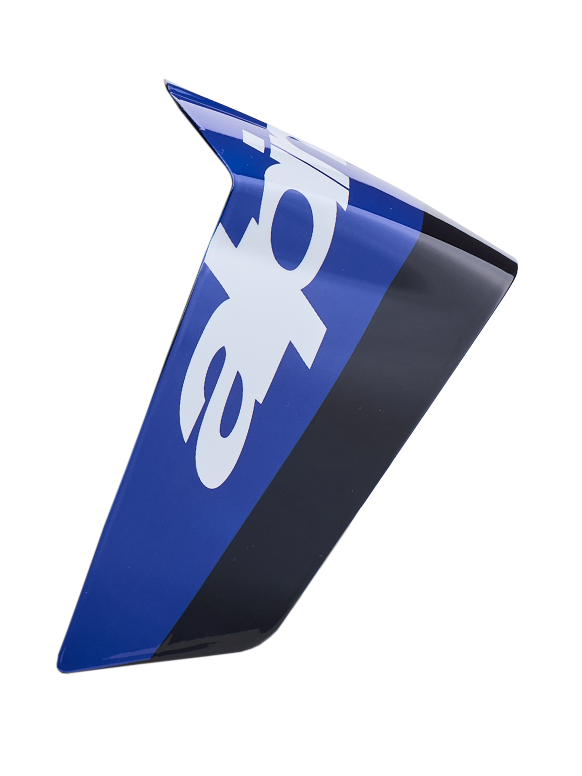 Alpinestars Supertech R10 Arius Race Spoiler, accessoire aérodynamique pour casque de moto, bleu et noir avec logo blanc, finition brillante, design angulaire affûté