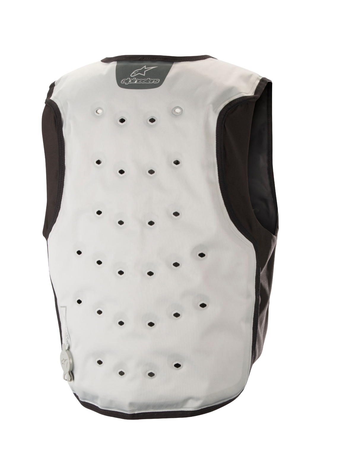 Gilet rafraîchissant Alpinestars, sous-couche de moto, gris clair et gris foncé, doté d'une construction textile à trois couches avec polaire évacuant l'humidité, d'inserts extensibles pour l'ajustement et de ventilations stratégiques pour le confort de conduite en été.