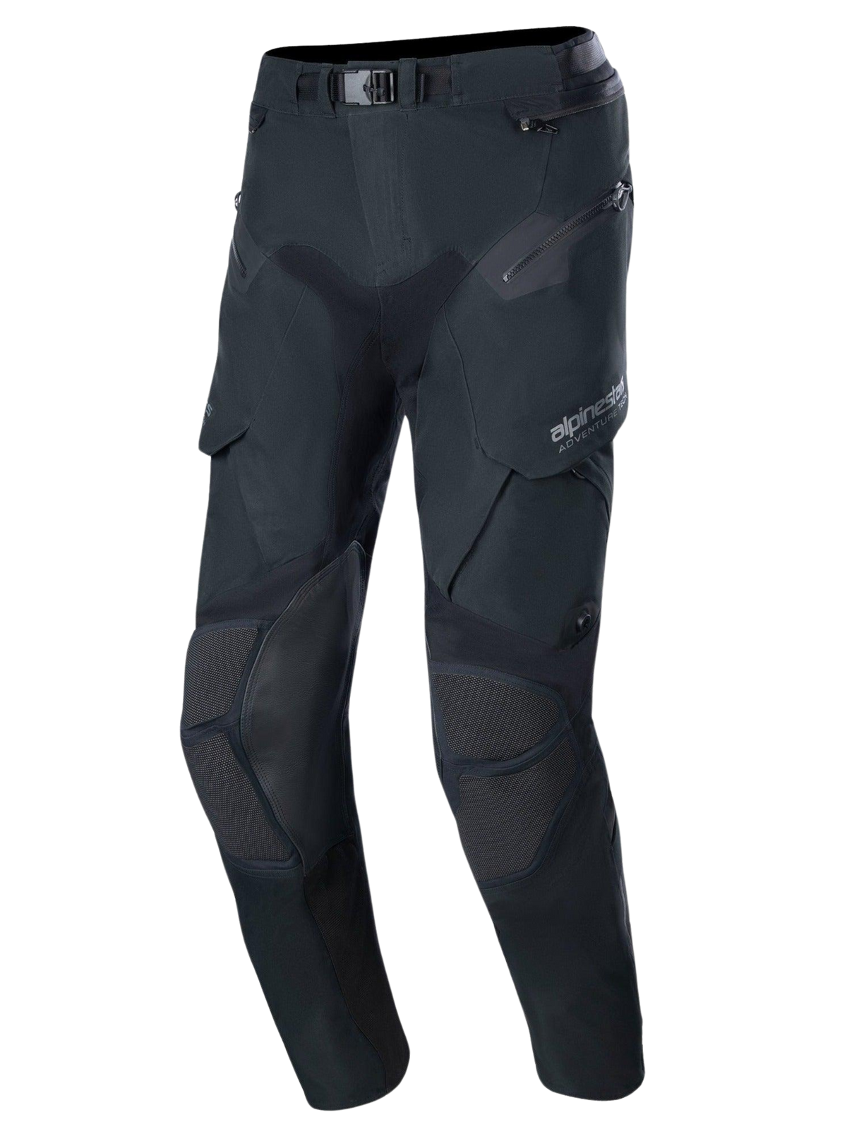 Alpinestars Boulder 3L GORE-TEX broek - korte lengte, zwarte adventure motorbroek, voorzien van versterkte knie- en dijpanelen, meerdere zakken met rits, taille met magnetische gesp en duurzame stof met textuur voor waterdichte bescherming