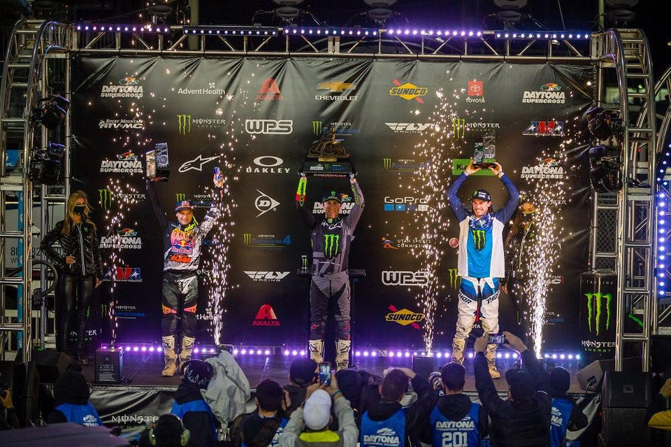 Rekordverletzte Eli Tomac Seals Fifth Daytona 450SX Main Event Win; Cooper Webb 2., Aaron Plessinger 3.