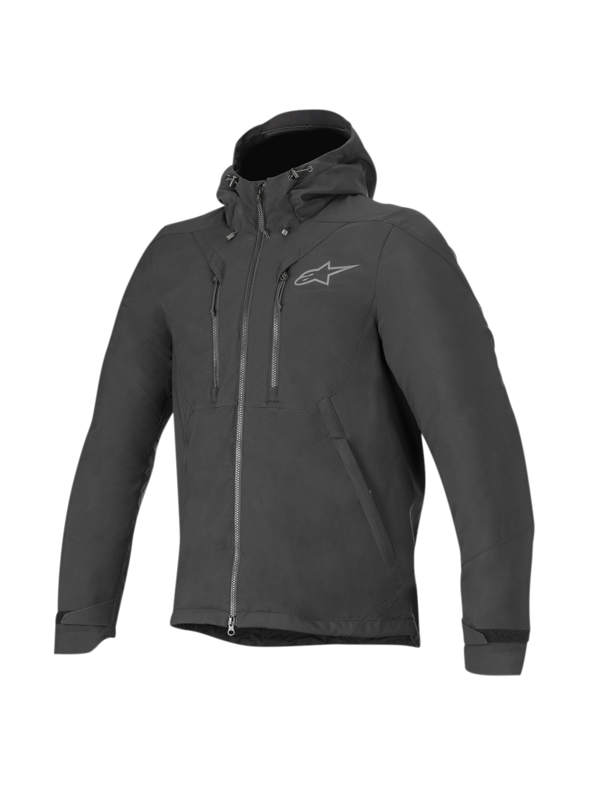 Alpinestars Veste Technique Domino, veste de moto urbaine noire pour homme, softshell à capuche fixe résistante à l'eau