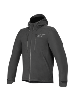 Alpinestars Veste Technique Domino, veste de moto urbaine noire pour homme, softshell à capuche fixe résistante à l'eau