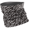 Alpinestars Neck Tube, cache-cou de moto, noir avec motif de logos étoiles blancs répété sur l'ensemble, tissu léger et extensible, conçu pour la protection contre le vent au printemps et en été