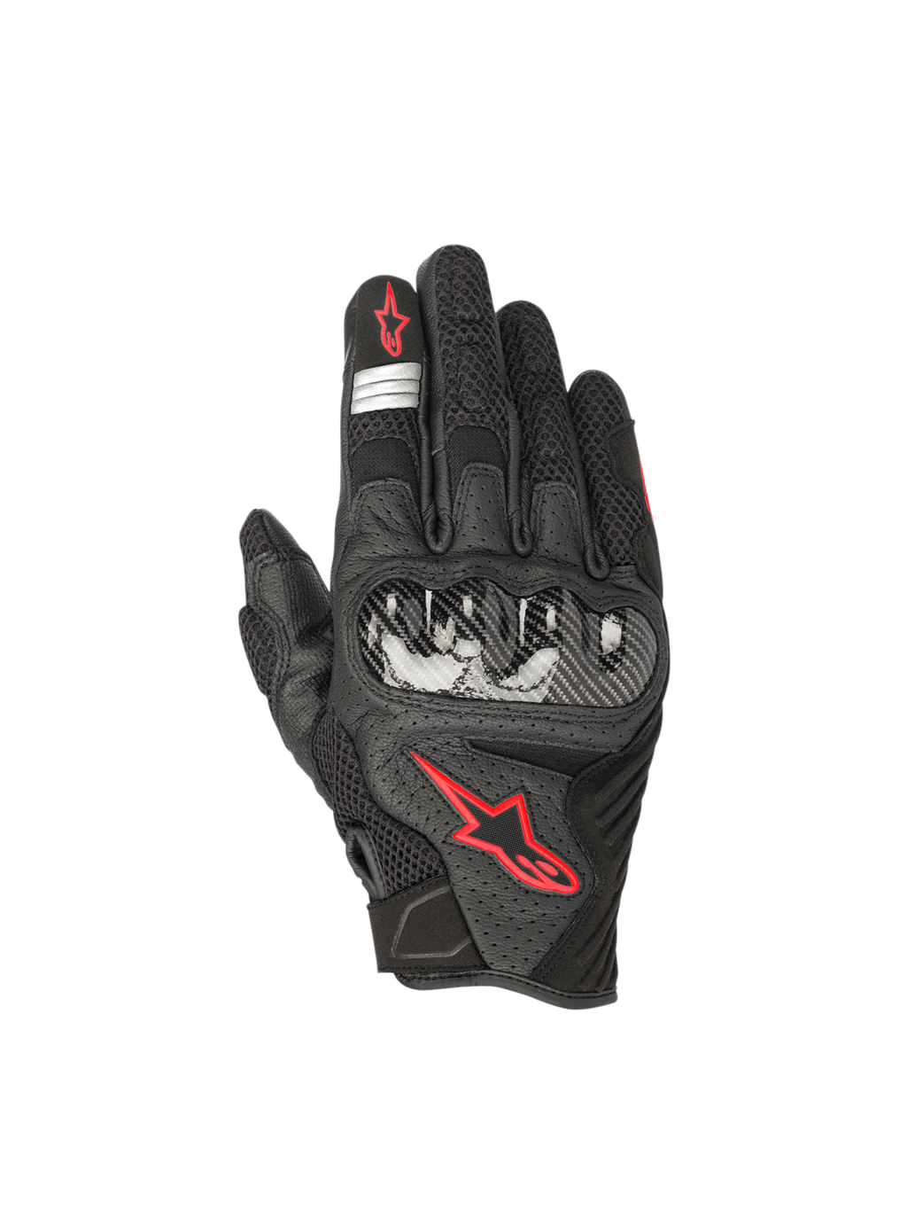 Alpinestars SMX-1 Air V2, gants de moto courts pour homme, noirs et rouges fluorescents, construction en cuir et mesh avec protection rigide des articulations, certifiés CE