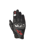 Alpinestars SMX-1 Air V2, gants de moto courts pour homme, noirs et rouges fluorescents, construction en cuir et mesh avec protection rigide des articulations, certifiés CE
