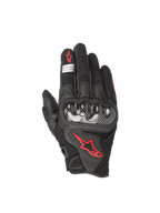 Alpinestars SMX-1 Air V2, gants de moto courts pour homme, noirs et rouges fluorescents, construction en cuir et mesh avec protection rigide des articulations, certifiés CE