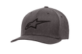 Alpinestars Ageless Curve Hat, Charcoal Heather Gray Baseball Cap with Black 3D Embroidered Logo, Curved Brim, Structured Twill Fabric with Ventilation Eyelets, Casual Motorsport Headwear