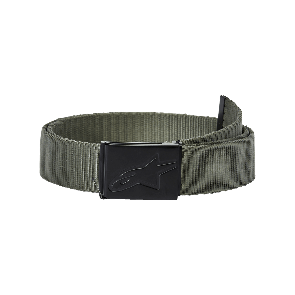 Alpinestars Ageless Web-Gürtel, Military Green und Schwarz, mit gewebtem Polypropylen-Gurtband und schwarzer Metall-Klemmschnalle mit geprägtem Stern-Logo, lässiges Sport-Accessoire