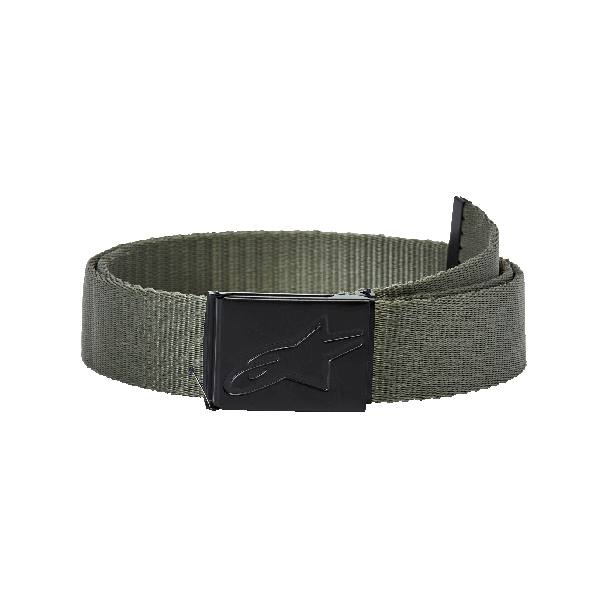 Alpinestars Ageless Web-Gürtel, Military Green und Schwarz, mit gewebtem Polypropylen-Gurtband und schwarzer Metall-Klemmschnalle mit geprägtem Stern-Logo, lässiges Sport-Accessoire