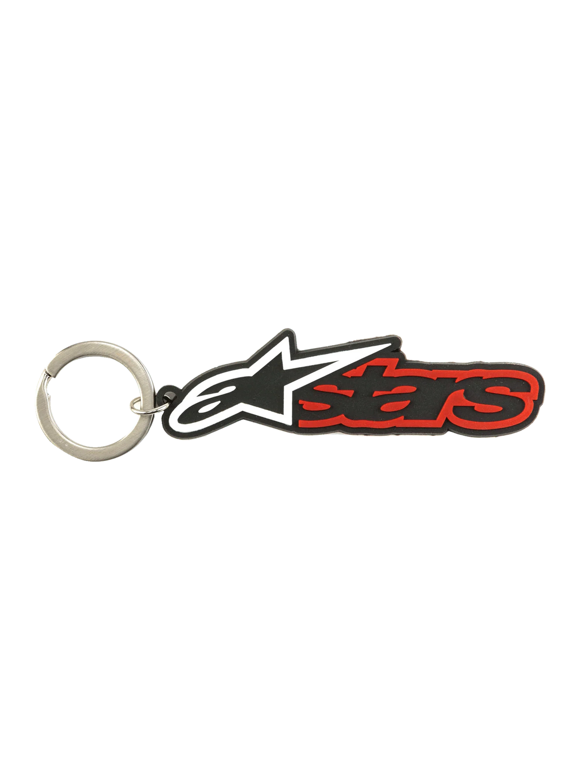 Alpinestars Blaze Schlüsselanhänger, 3D-Gummi-Schlüsselanhänger, Schwarz und Rot, Metallschnappring, Sportswear-Accessoire für den Alltag