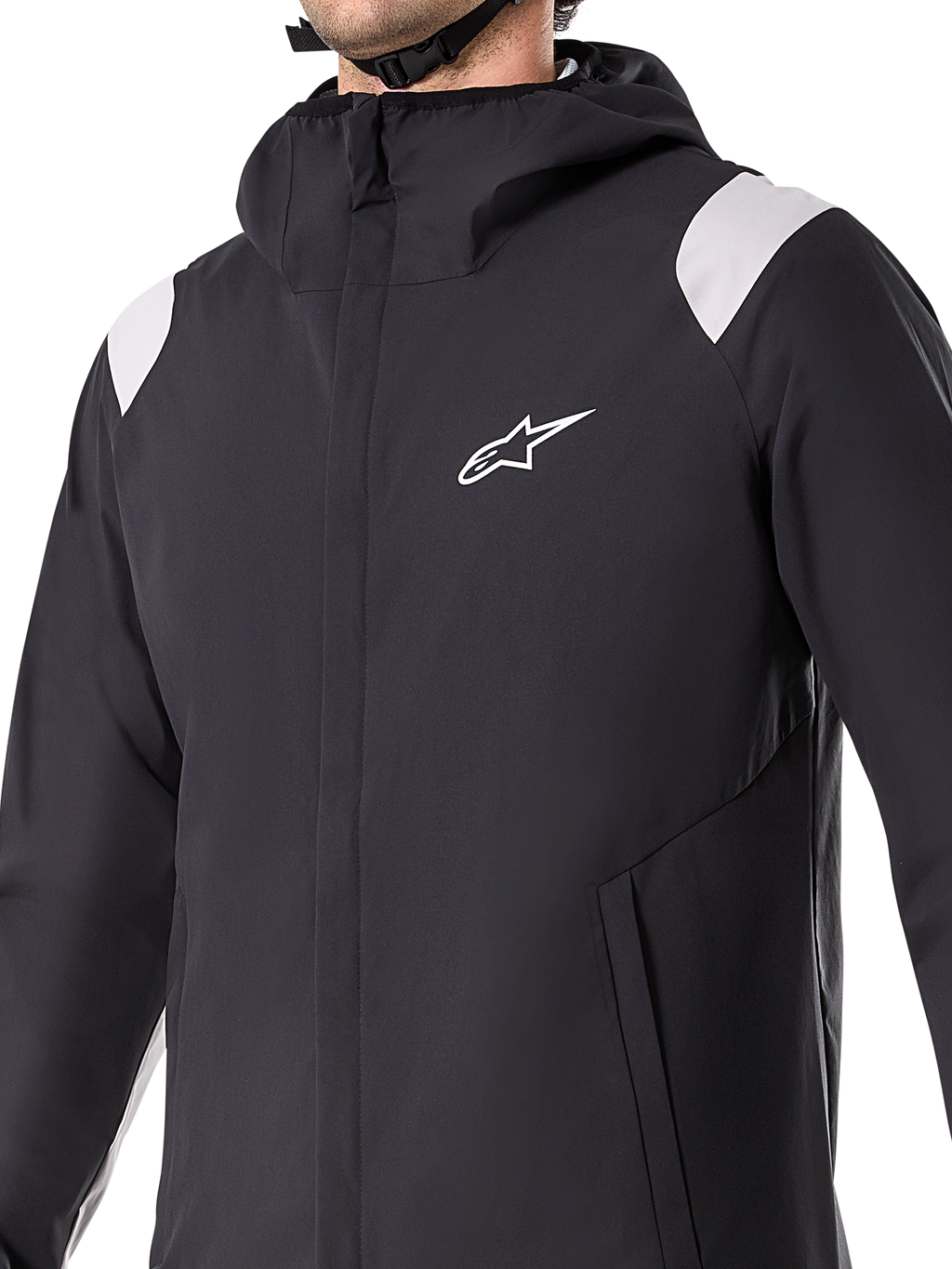 Veste de pluie Alpinestars A-Dura, noire, veste de cyclisme imperméable 2,5 couches avec capuche, fermeture éclair YKK à l'avant et poches doublées de maille, poignets réglables, conçue pour le VTT et une protection par tous les temps