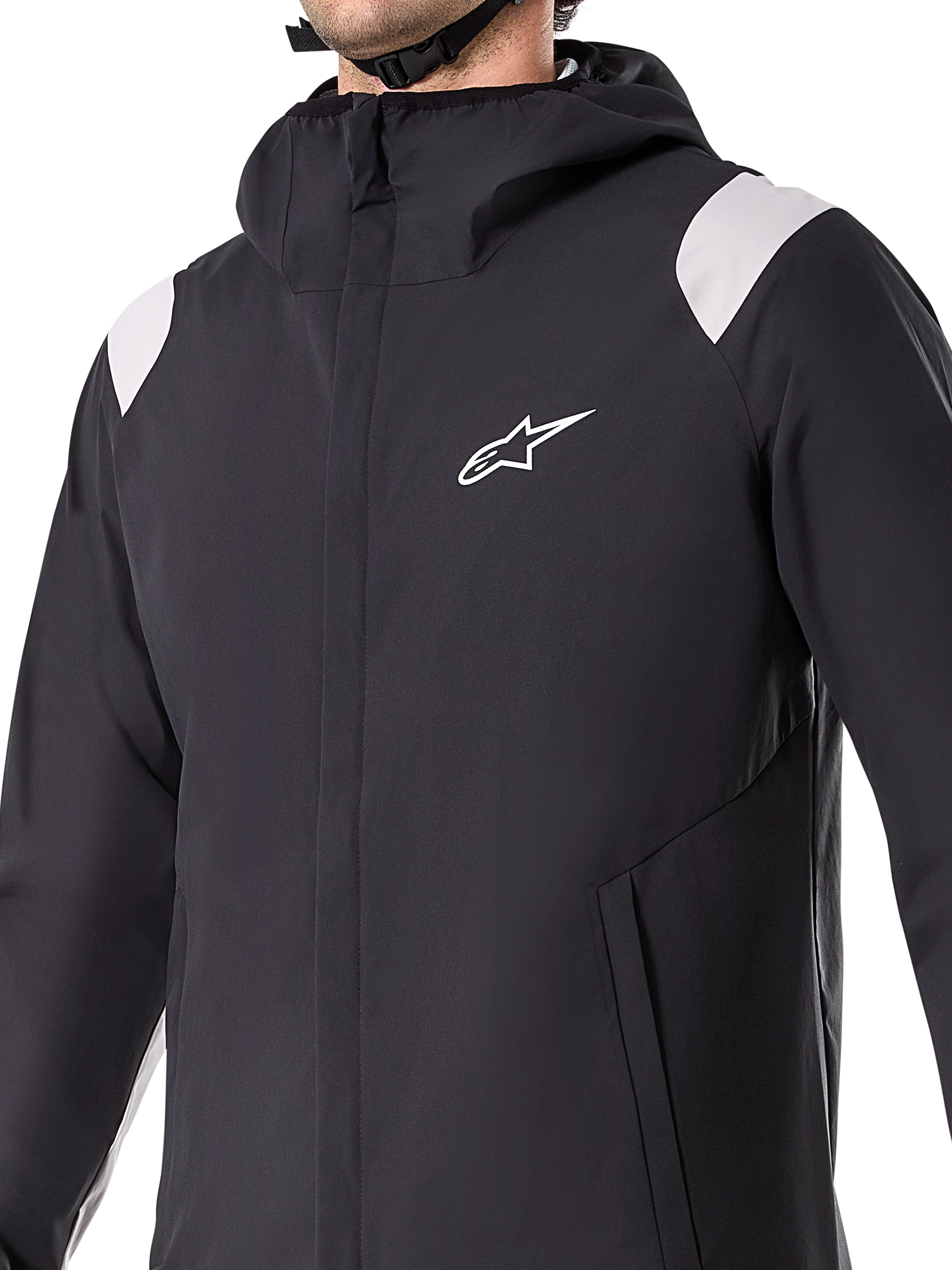 Veste de pluie Alpinestars A-Dura, noire, veste de cyclisme imperméable 2,5 couches avec capuche, fermeture éclair YKK à l'avant et poches doublées de maille, poignets réglables, conçue pour le VTT et une protection par tous les temps