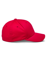 Alpinestars Corp Shift 2 Curved Brim Cap, rouge, vue de profil montrant une couronne structurée et une visière courbée, tissu en sergé extensible, couvre-chef décontracté inspiré des sports mécaniques
