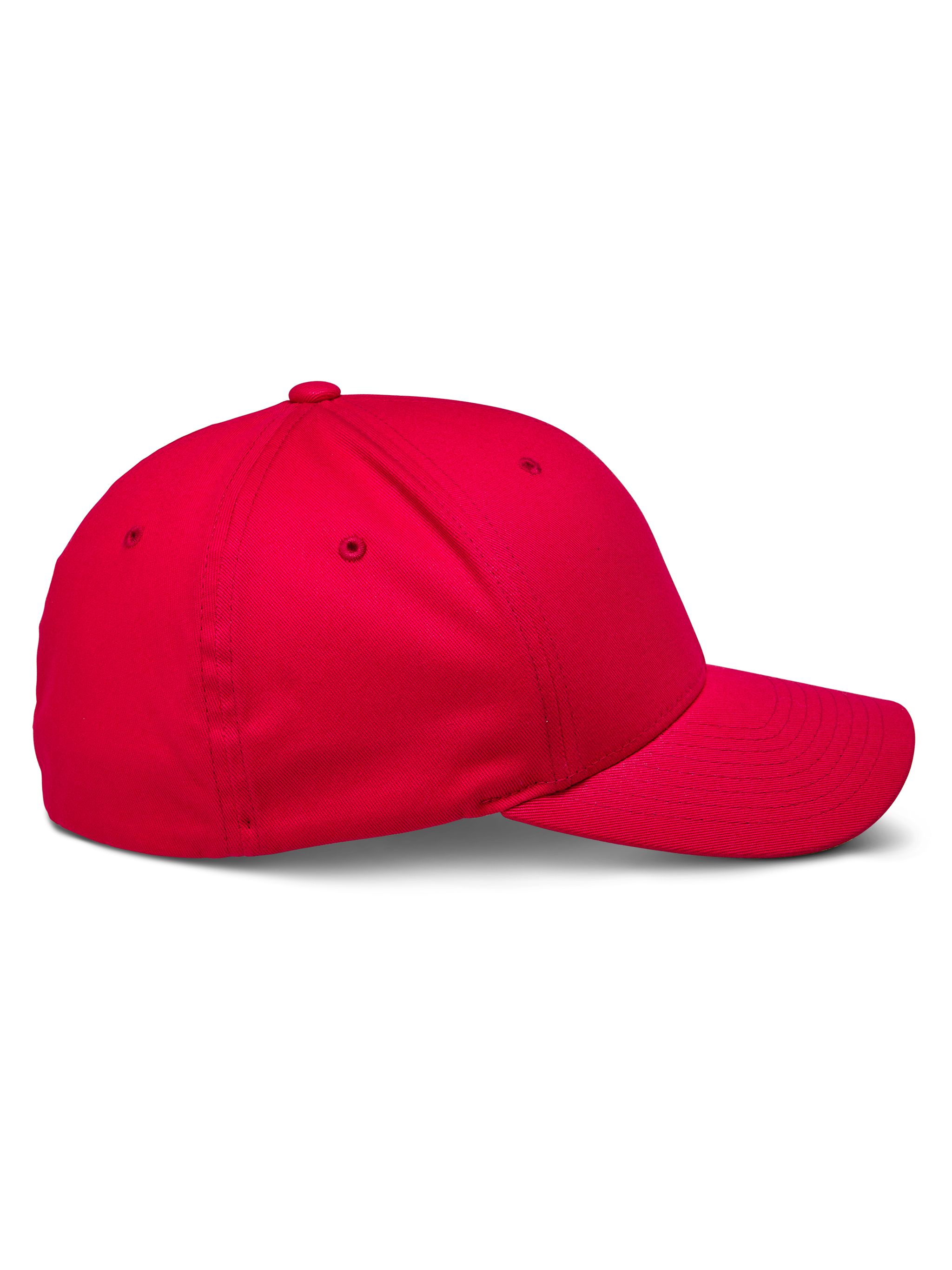 Alpinestars Corp Shift 2 Curved Brim Cap, rouge, vue de profil montrant une couronne structurée et une visière courbée, tissu en sergé extensible, couvre-chef décontracté inspiré des sports mécaniques