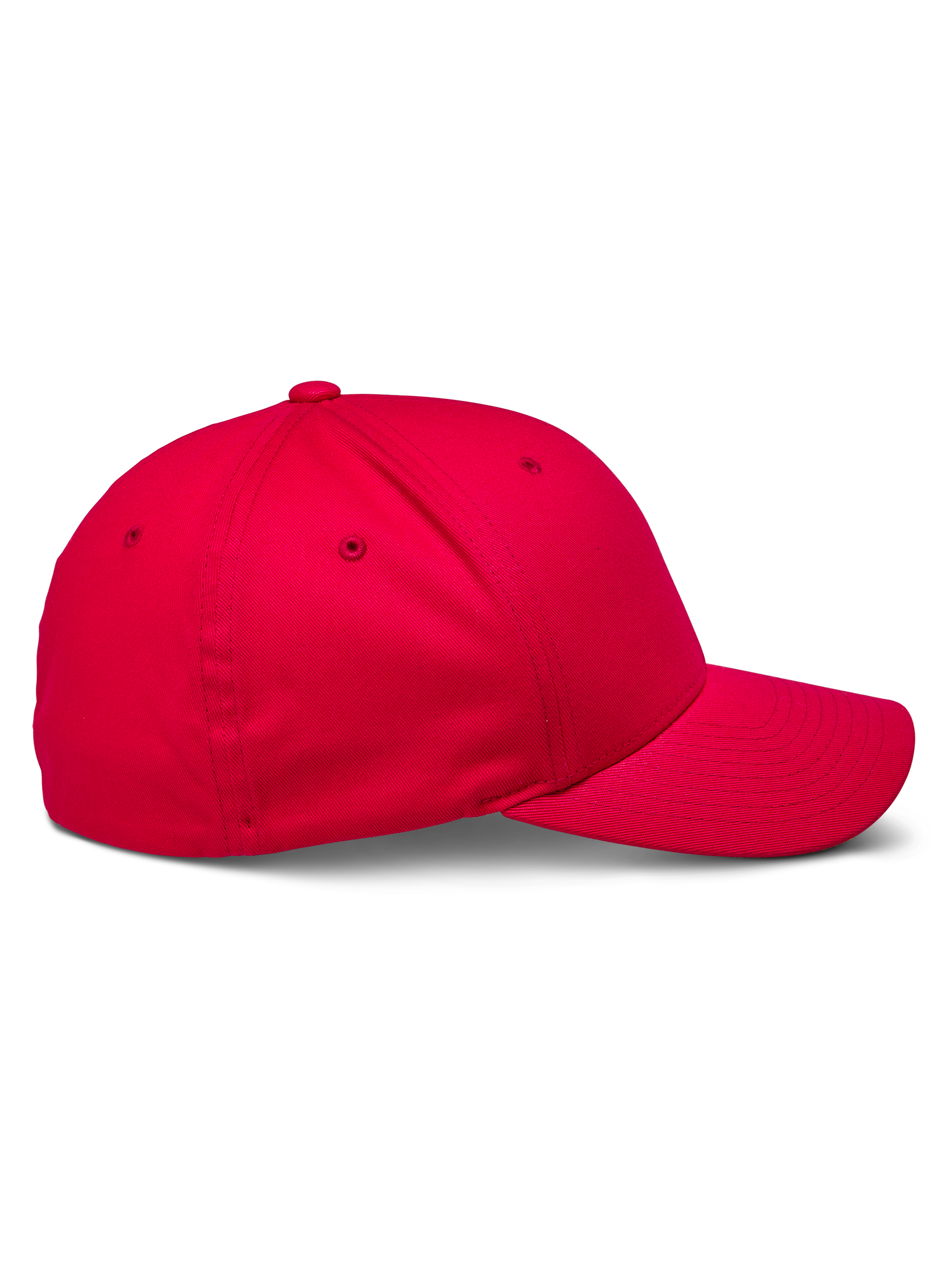 Alpinestars Corp Shift 2 Curved Brim Cap, rouge, vue de profil montrant une couronne structurée et une visière courbée, tissu en sergé extensible, couvre-chef décontracté inspiré des sports mécaniques